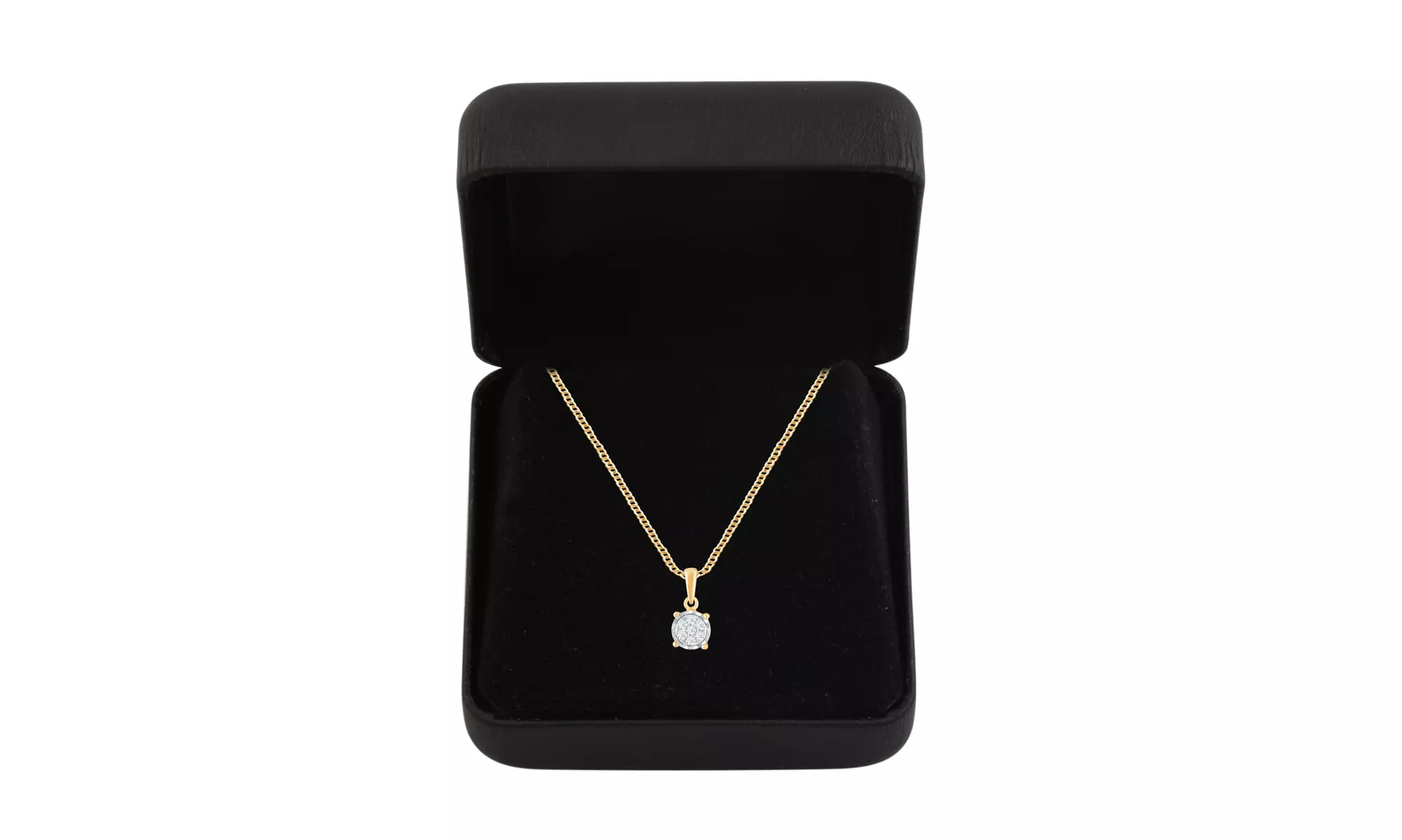 Sterling Silver Miracle Plated Round Diamond Cluster Pendant Necklace for Women
