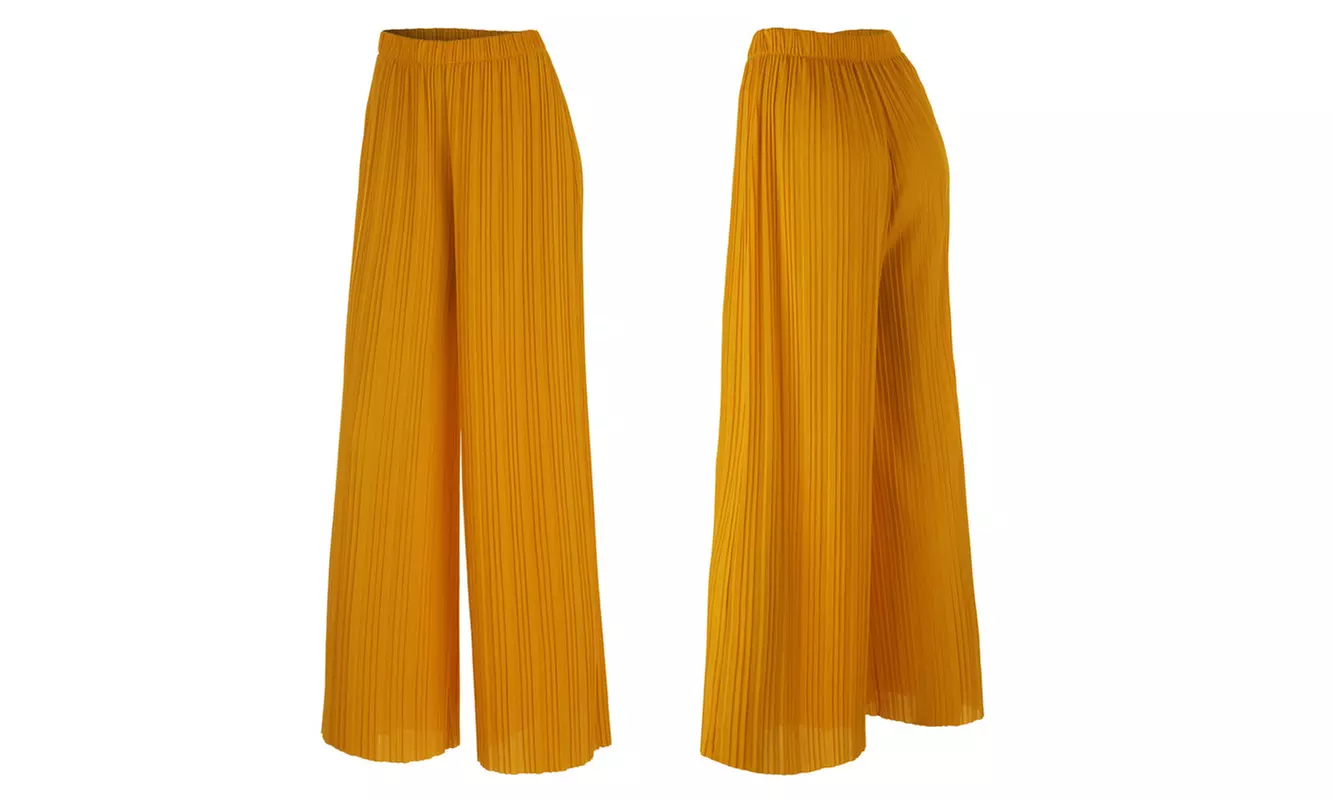 Made by Johnny Women's High-Waist Pleated Maxi Wide-Leg Palazzo Pants