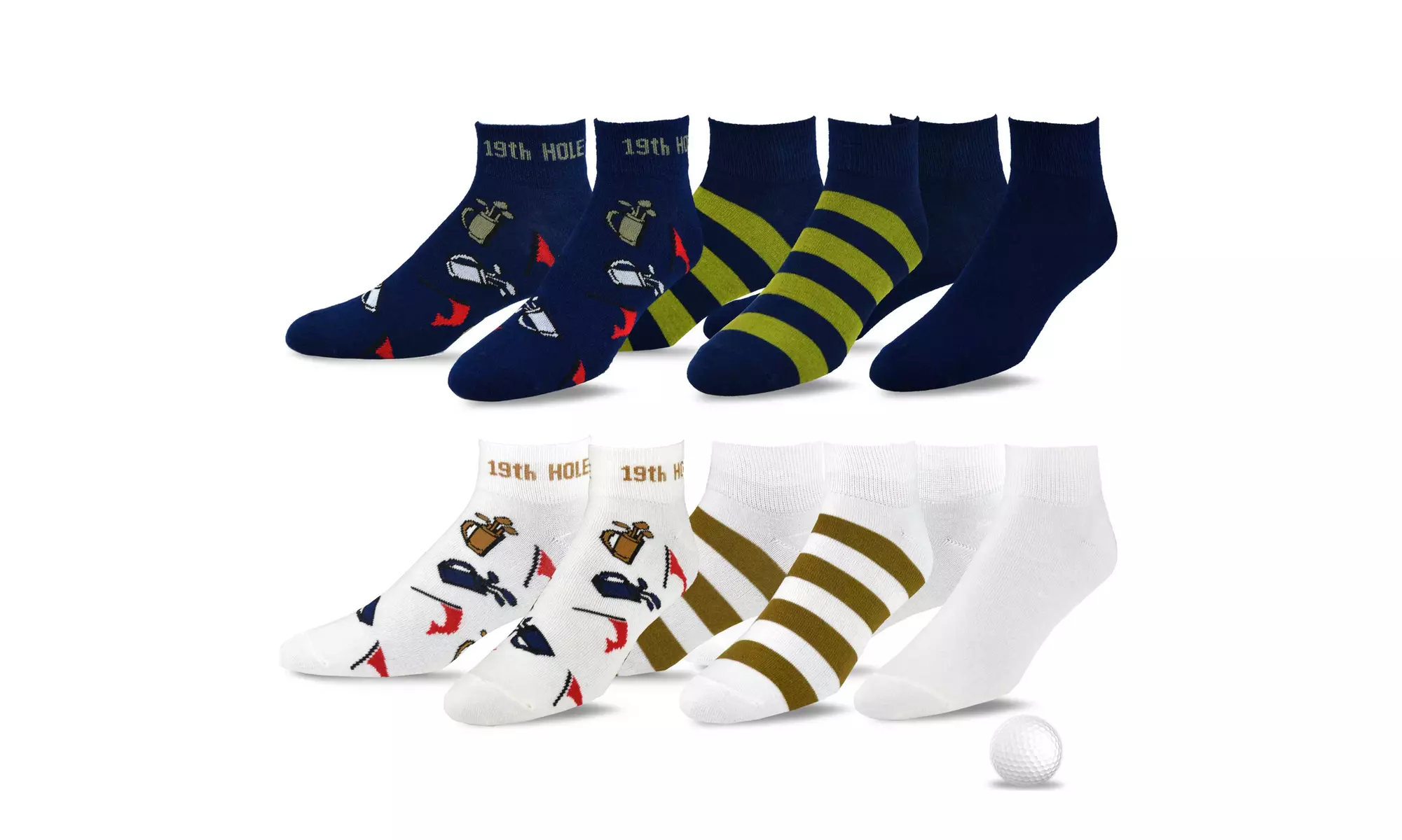 TeeHee Men's Golf Socks No Show Socks 6-Pairs Assorted - Primary Image