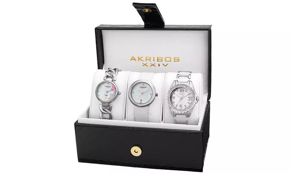 Akribos XXIV Women's Quartz Bracelet/Strap Watches Set AKGP887 - Second Medium