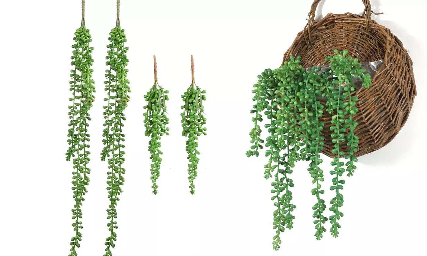 Artificial Succulents Hanging Plants Fake String of Pearls for Home Garden Decor - Primary Image