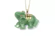 Green Jade 14k Gold Lucky Elephant Charm Pendant - Second Medium
