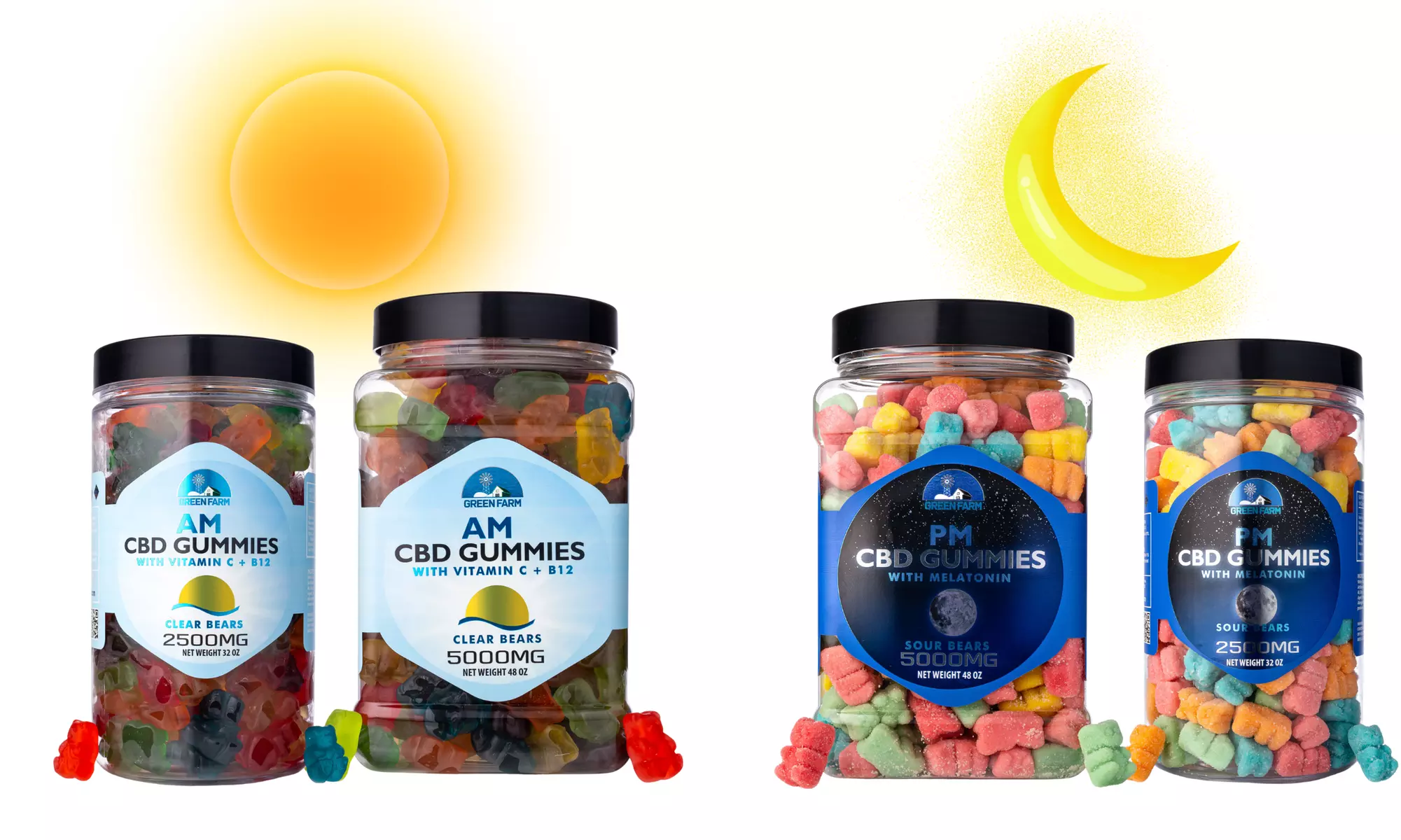 DAY & NIGHT Organic CBD Infused Gummies with B12 & Melatonin from Green Farm