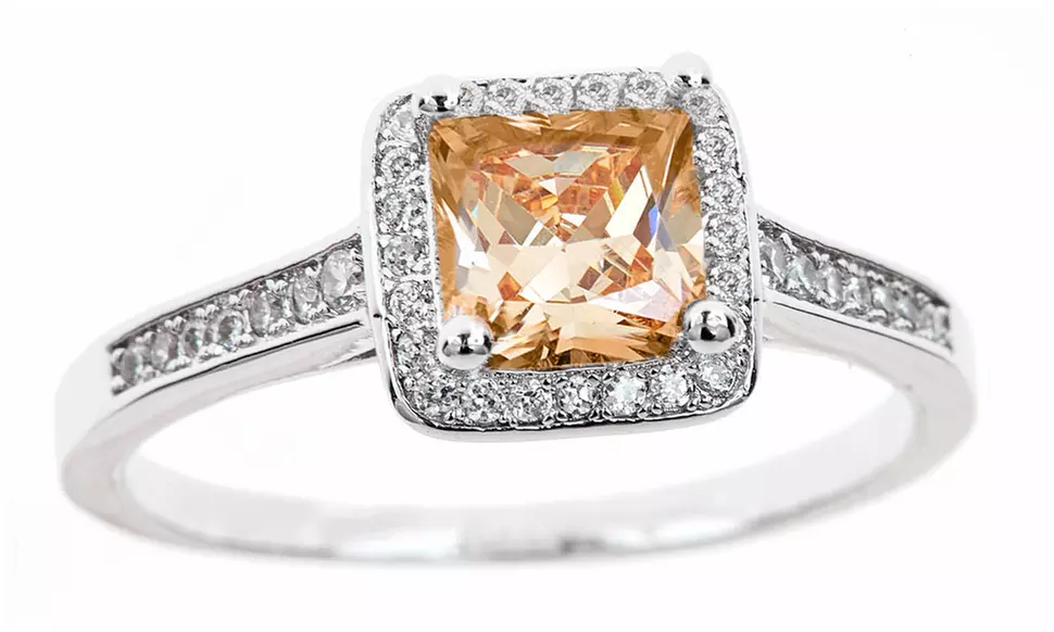 Princess Cut Birthstone Halo Rings By Mina Bloom Size 6-9