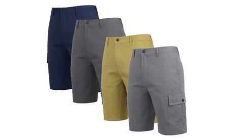 groupon MenSingle &Multi-Pack Cotton Flex Stretch Cargo Shorts in rgb | Small