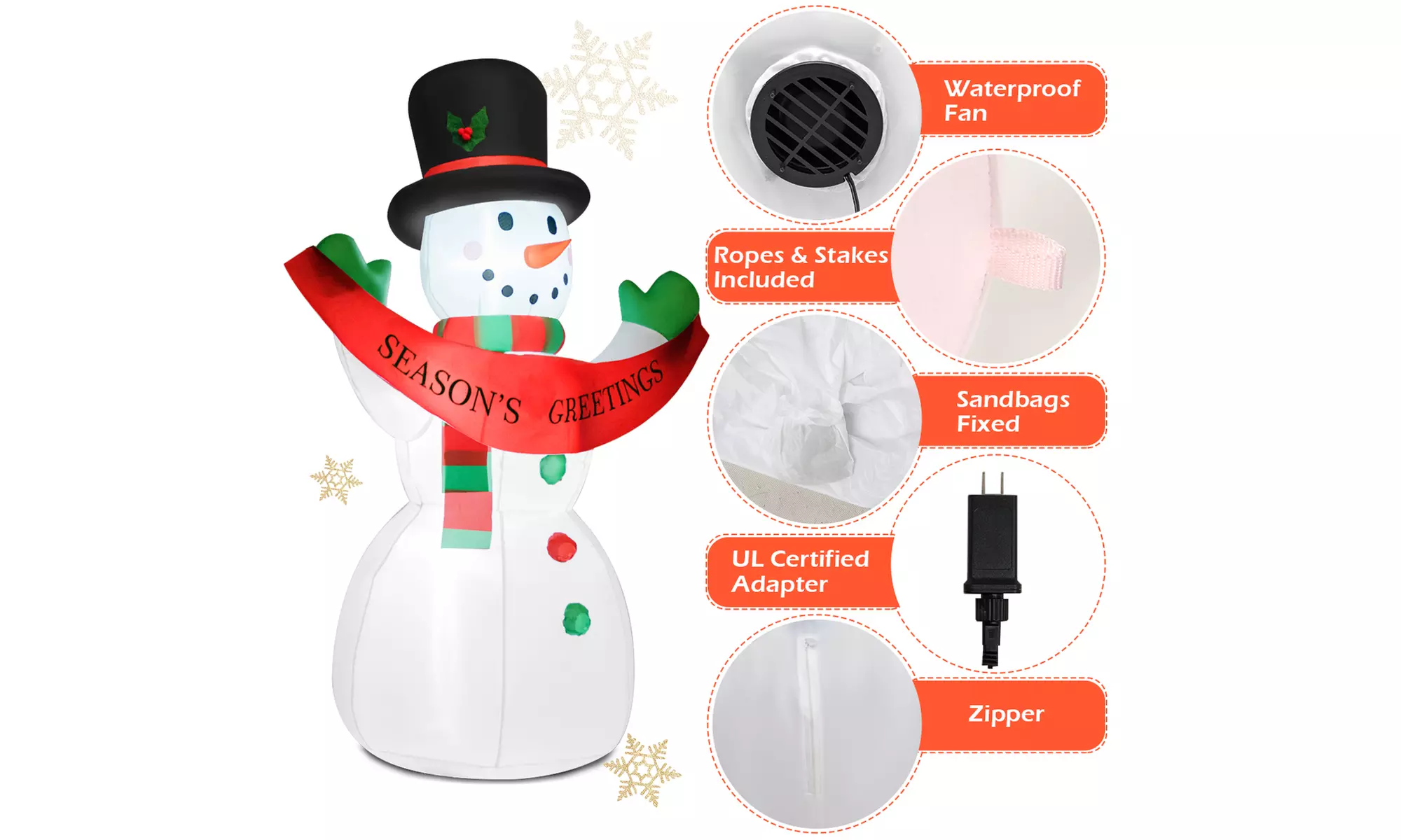 Costway Inflatable 6FT LED Christmas Snowman Blow-Up Holiday Party Decorations