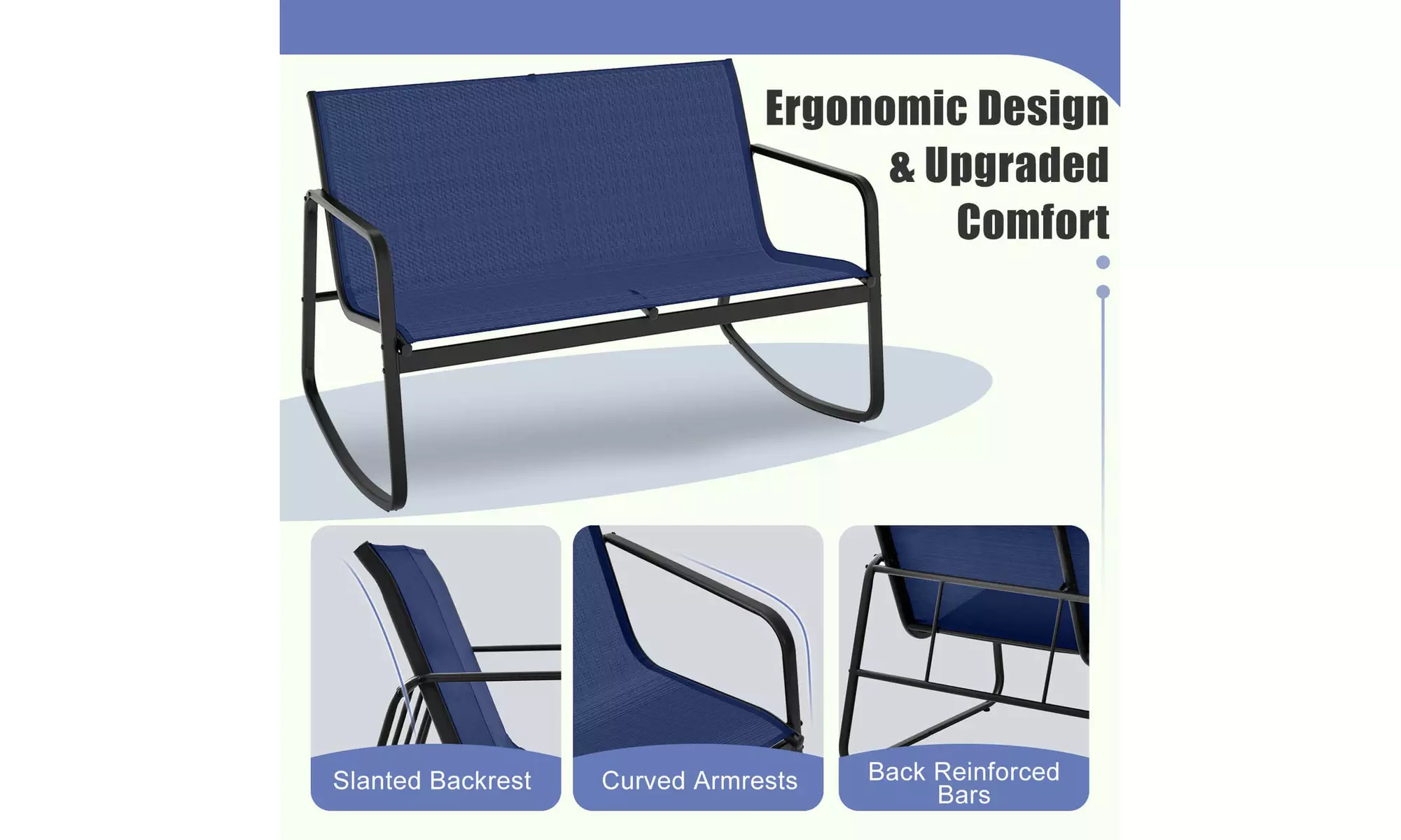 Costway 8- or 4-Piece Patio Rocking Chairs and Loveseat with Glass-Top Table