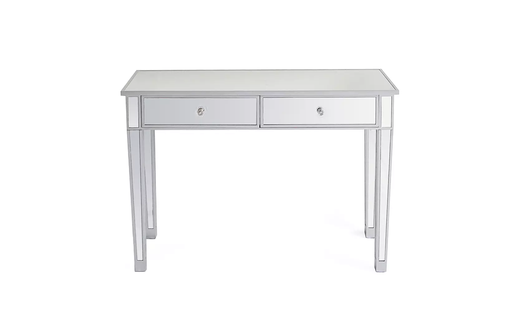 Mirrored Desk Vanity Makeup Table with 2 Drawers Silver - Primary Image