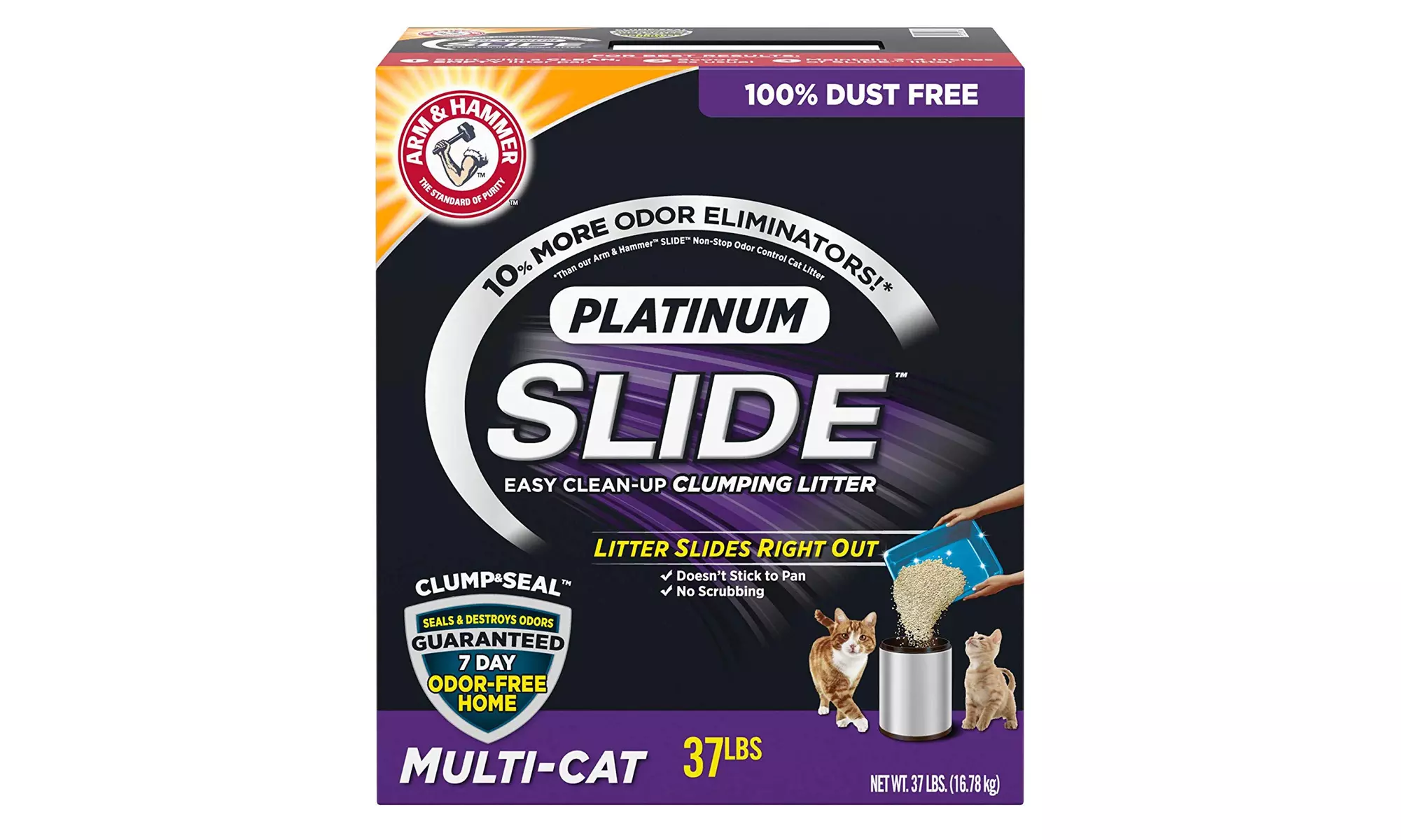 Arm & Hammer Platinum Slide Easy Clean-Up Clumping Cat Litter, Multi-Cat, 37 lbs - Primary Image