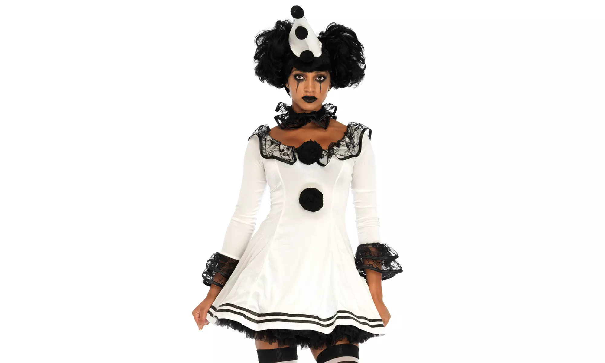 Leg Avenue Women's Pierrot Clown Cute Halloween Costume - Primary Image