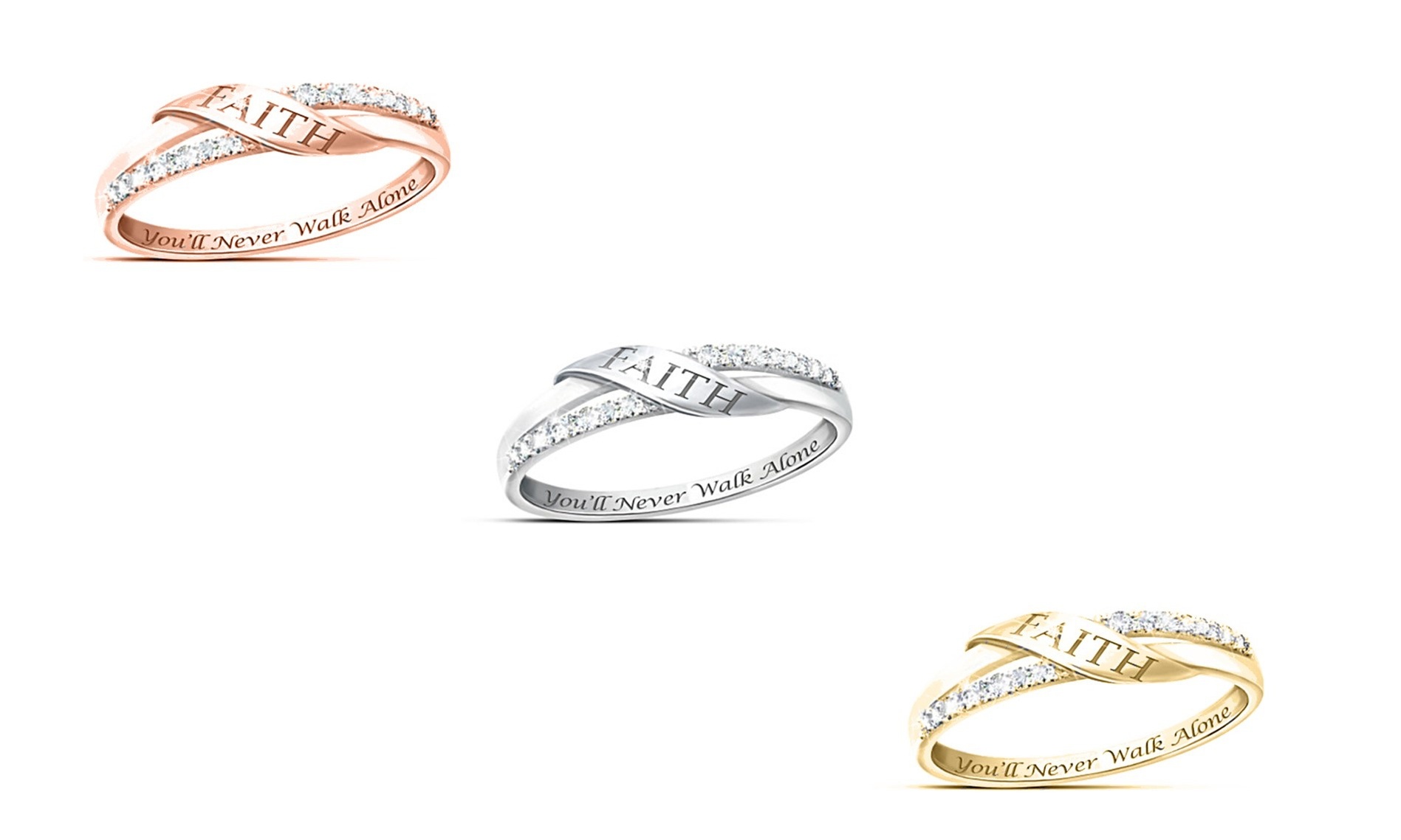 Engraved Faith You'll Never Walk Alone Ring Band