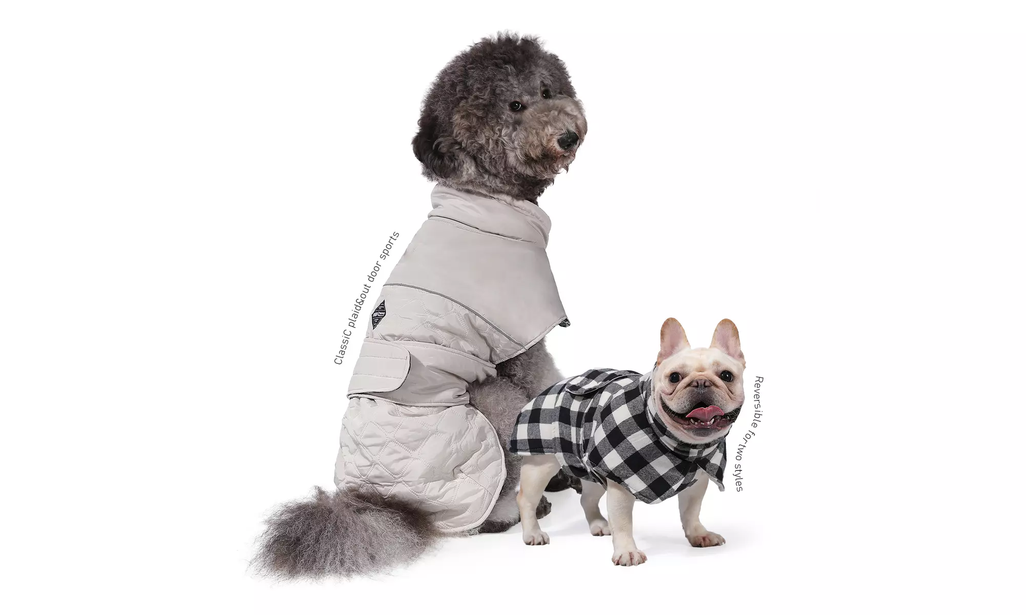 Water-Repellent Reversible Dog Winter Coat with Warm Secure Belt