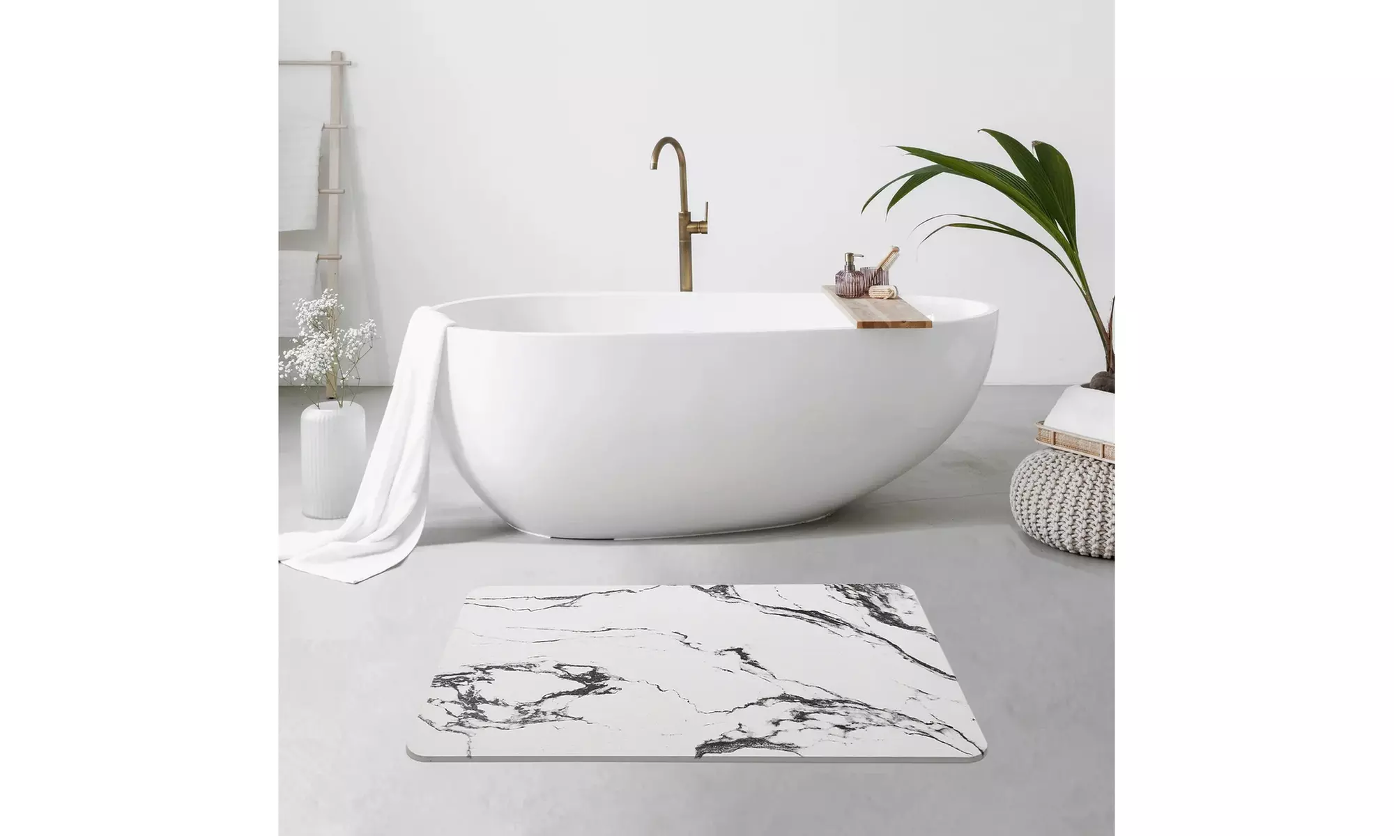 J&V TEXTILES Diatomaceous Quick-Drying Stone Bath Mat 24'' x 15''