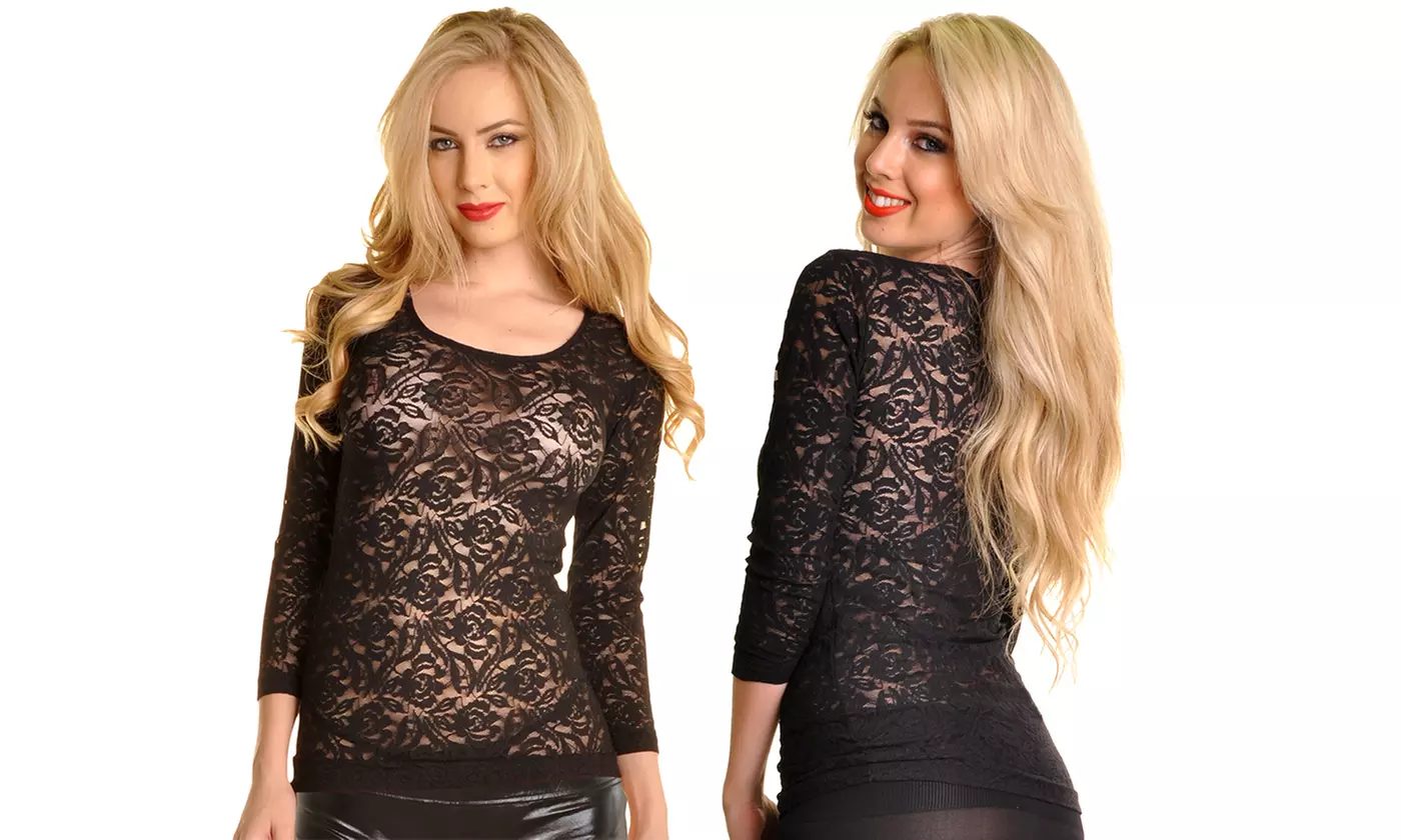 Angelina Women's One Size 3/4 Sleeve Patterned Festival Top - Second Medium