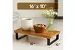 16 x 10 Serving Tray Acacia Wood Top with Matte Black Metal Frame - Second Medium