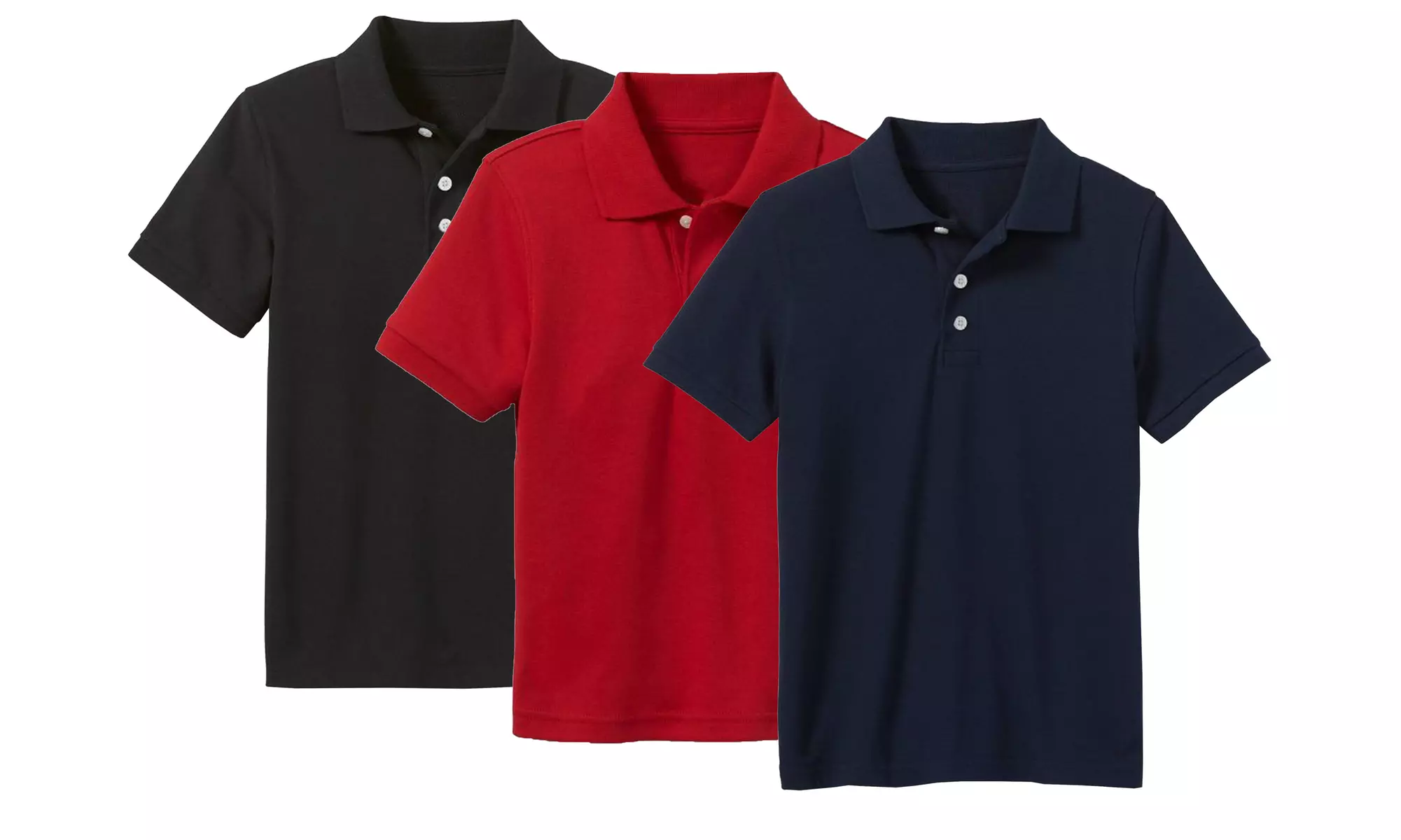 3-Pack Boy's Short Sleeve School Uniform Pique Polo Shirts (Sizes, 4-20)