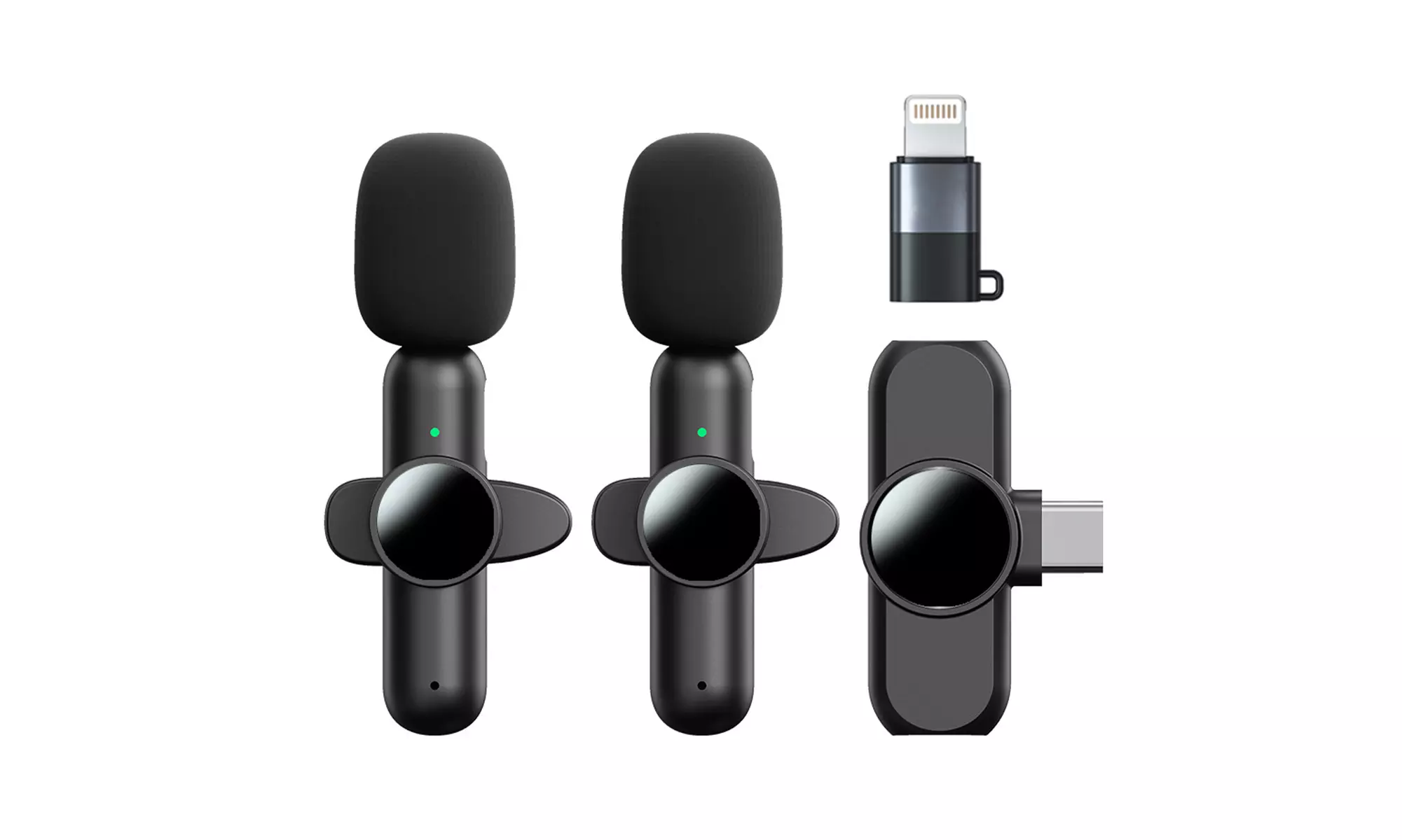 2-PK Wireless Lavalier Microphone Professional Noise Reduction for iPhone Type-C - Primary Image