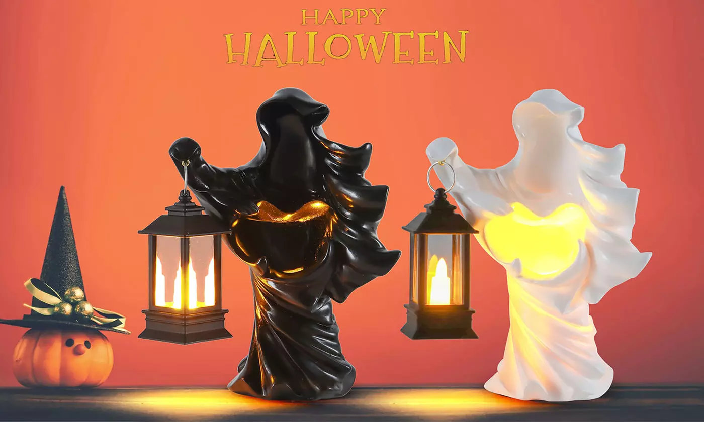 Cracker Barrel Statue Resin Witch Messenger With Lantern Halloween Decoration - Primary Image