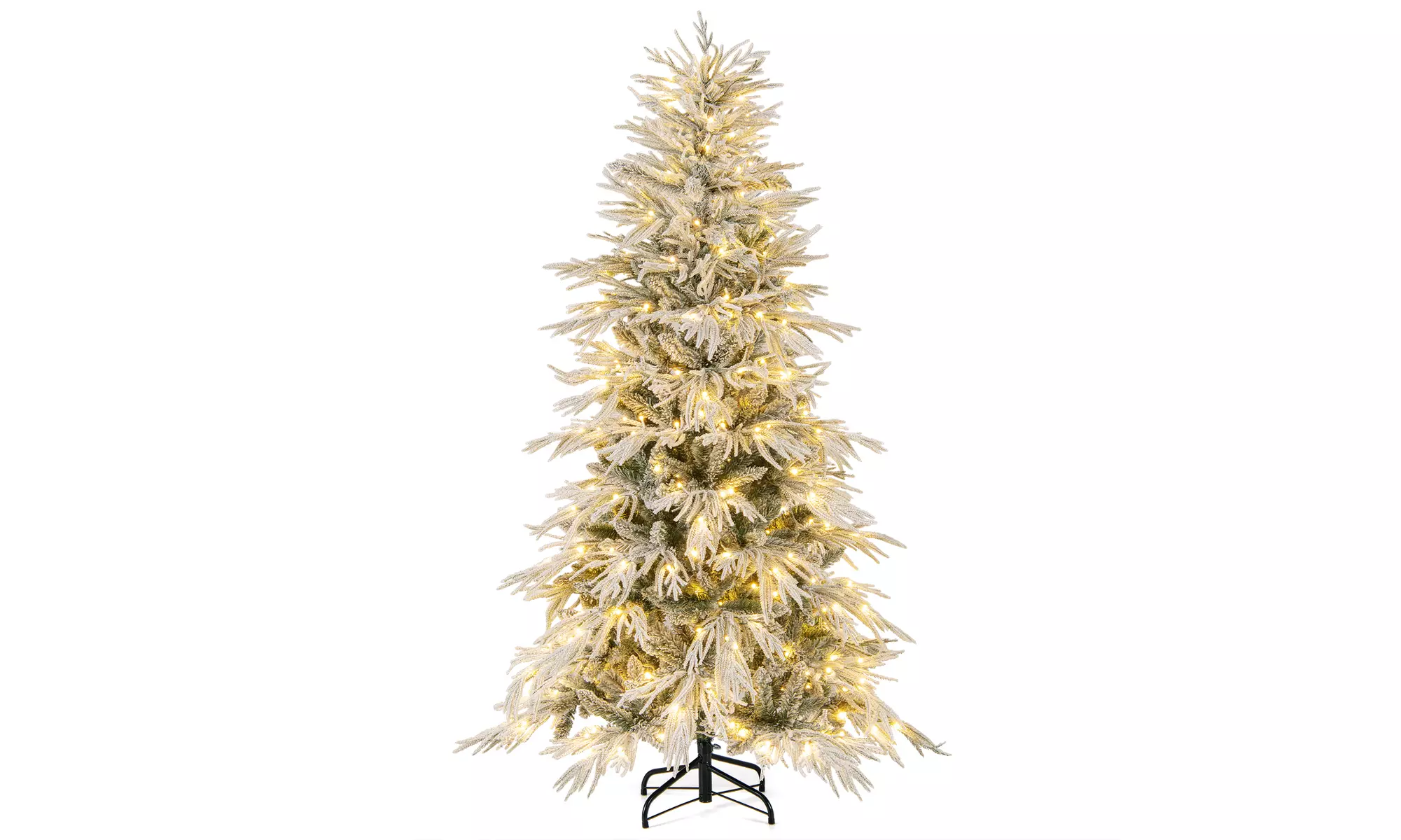 Costway Pre-Lit Artificial Christmas Tree with Branch Tips | Warm White LED Lights | Easy Setup & Home Decor