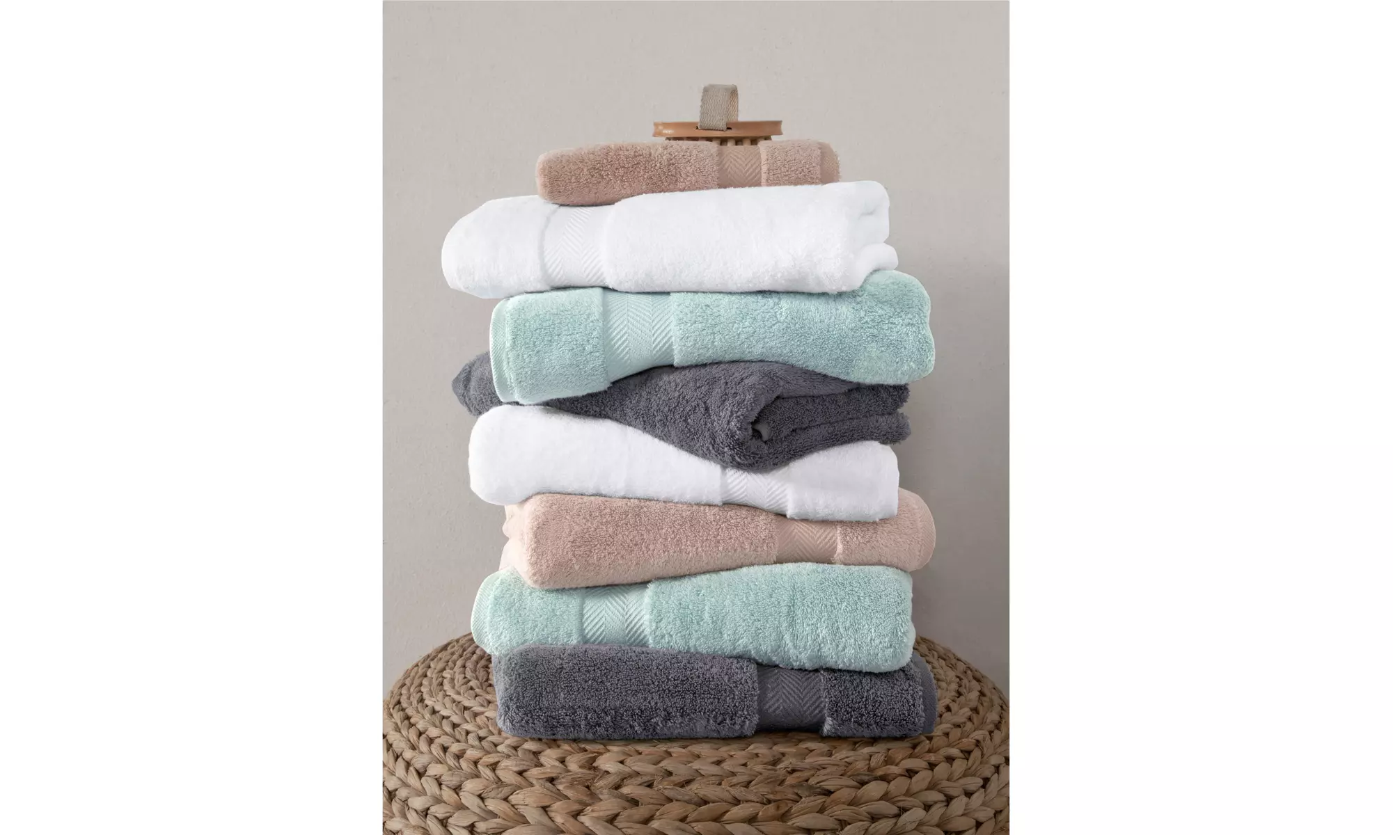 Set of Six Premium Becci Classic Turkish Towels, 2 of Each Bath, Hand, Washcloth - Primary Image