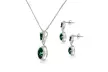 Emerald & White Topaz Dangle Earrings & Necklace Set in 925 Silver - Second Medium
