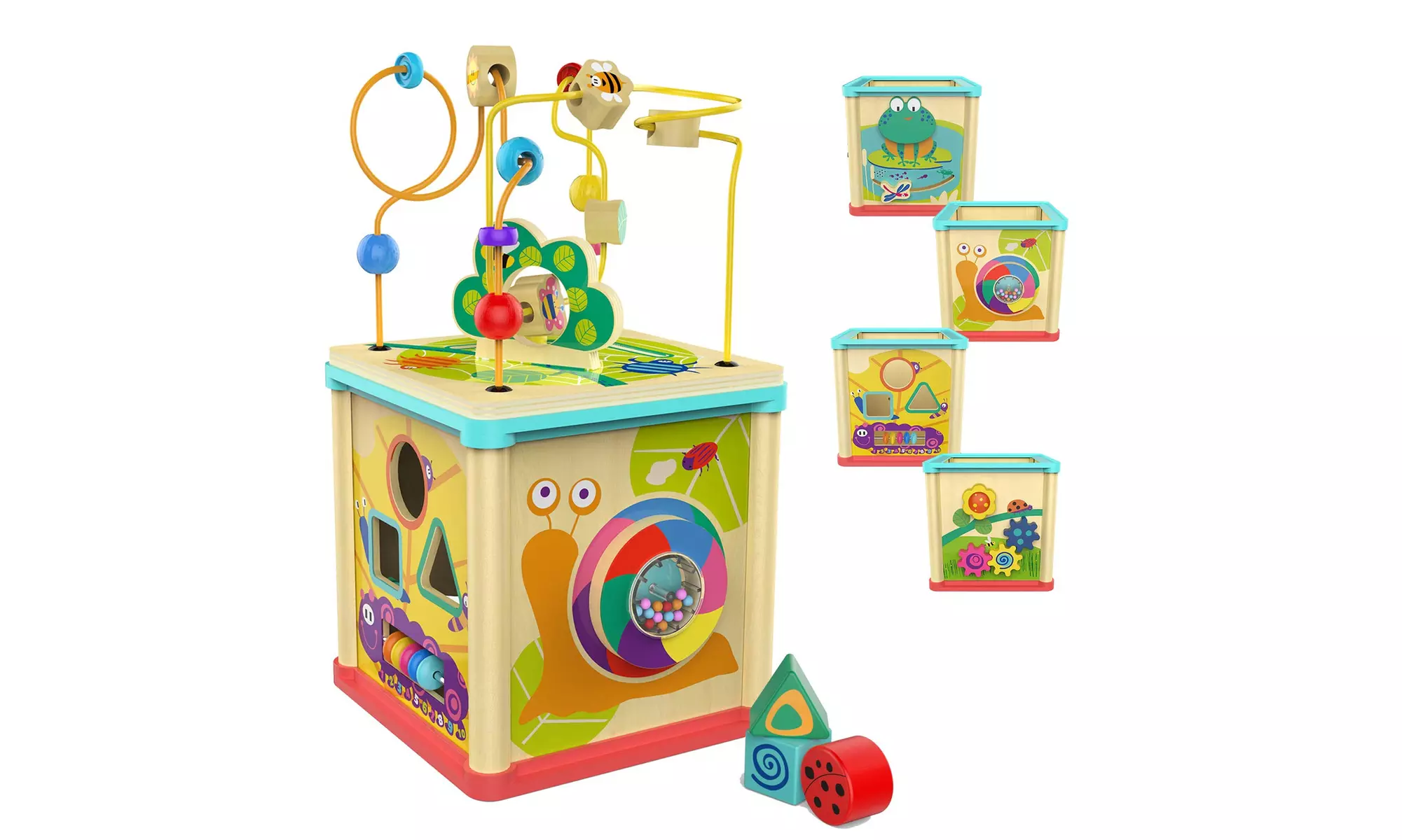 TOP BRIGHT Wooden Activity Cube Toys - Primary Image