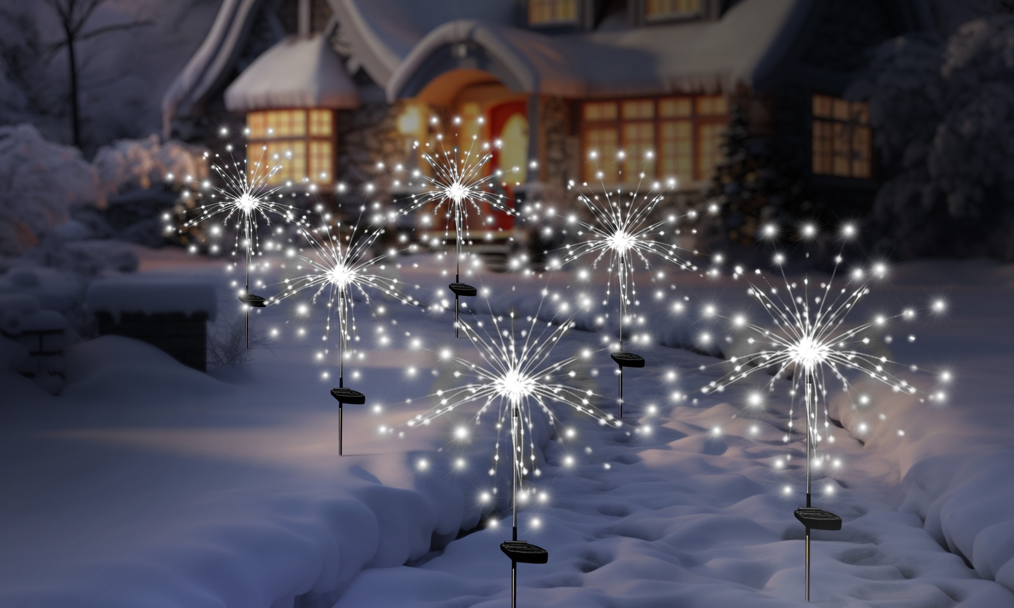Up to Six Packs of Solar 120LED Firework Lights for Christmas Decorations