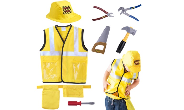 construction worker role play costume set