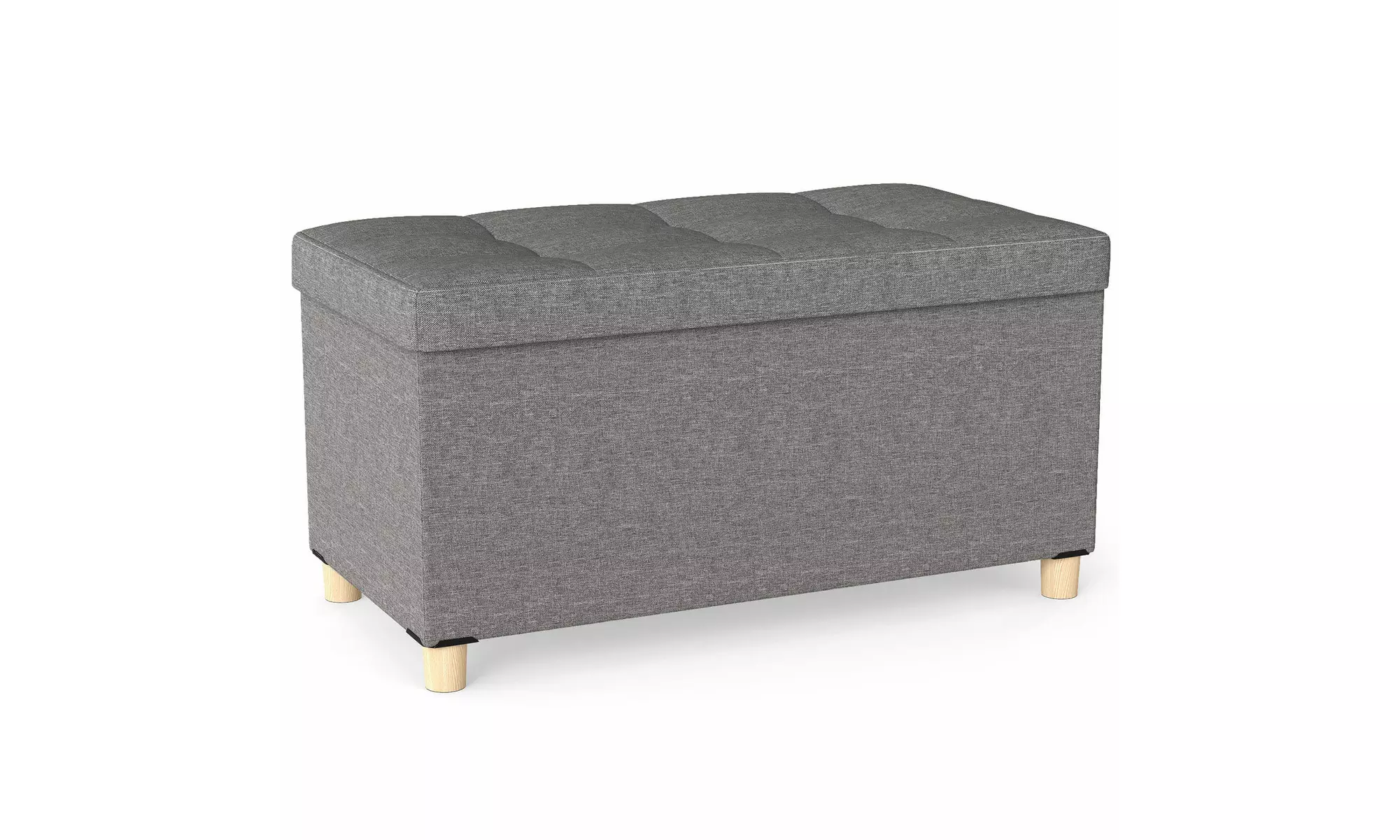 Costway 18 Inches Ottoman with Storage,Tray & Rubber Wood Legs for Small Space