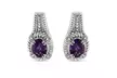 Genuine Oval Amethyst & Diamond Accent Jewelry Set: Vintage Rope Border Ring and Matching Halo Drop Earrings in Sterling Silver - Second Medium