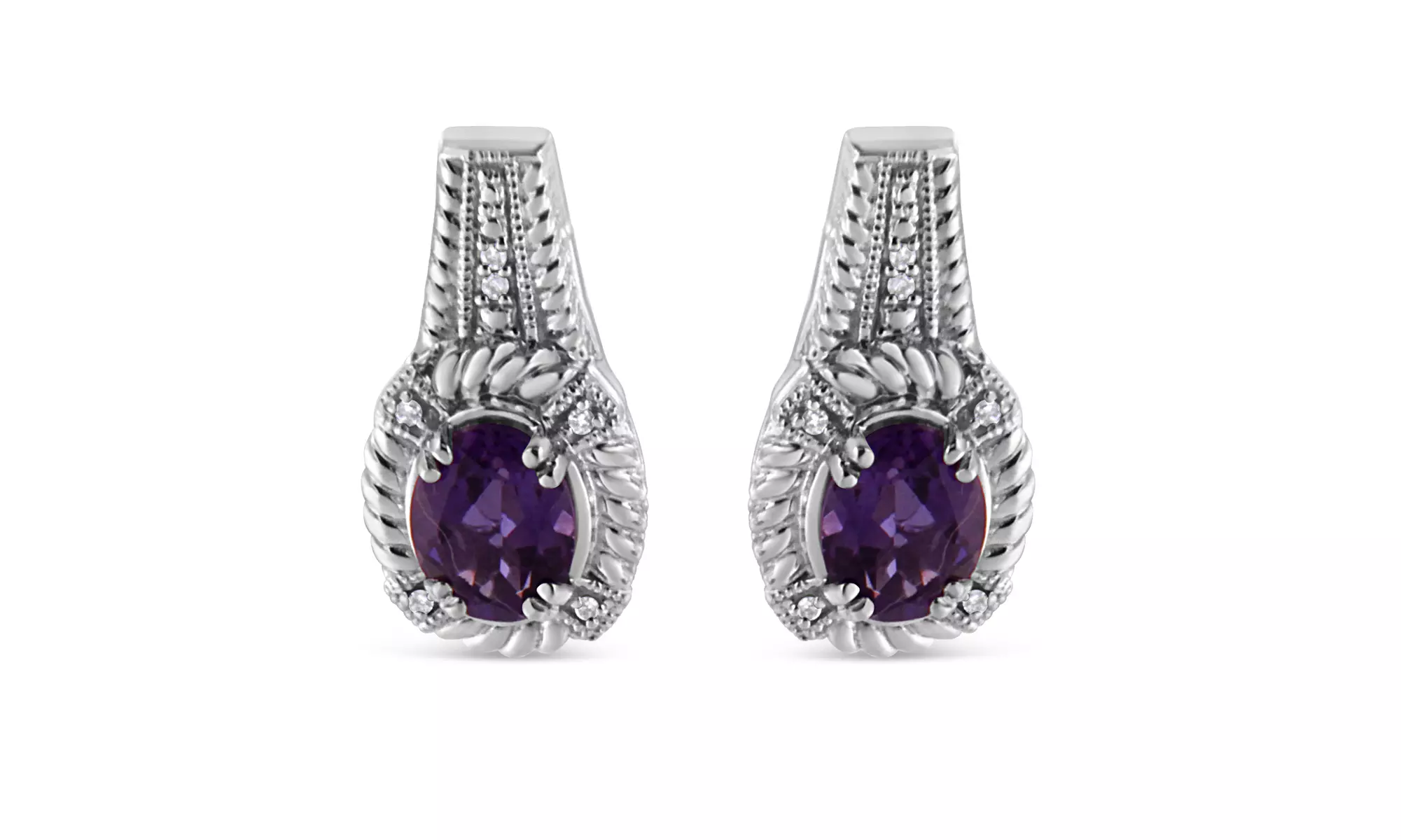 Amethyst and Diamond Collection: Earrings and Ring