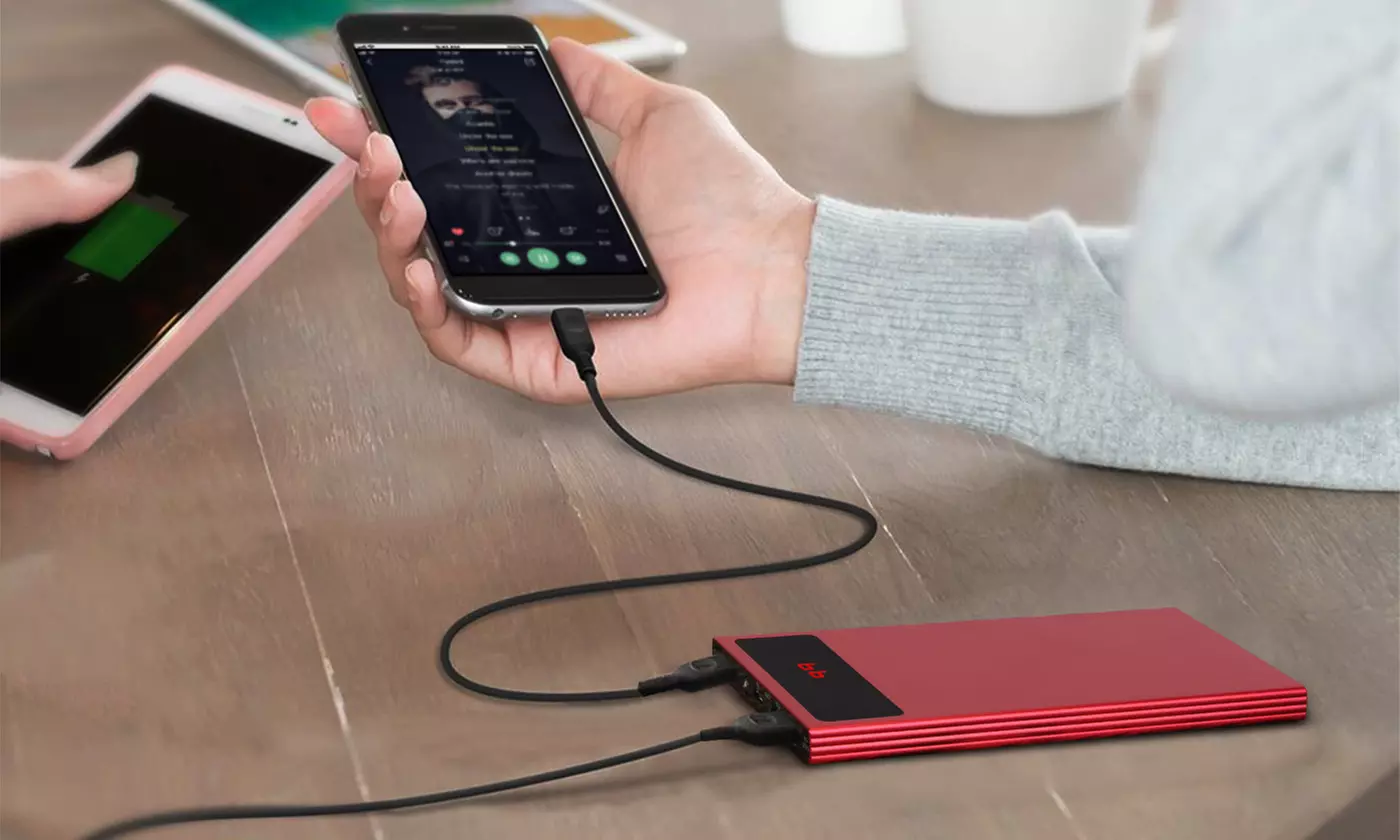 iMounTEK 20,000mAh Ultra-Thin Dual-USB Power Bank w/ Power Display & Flashlight