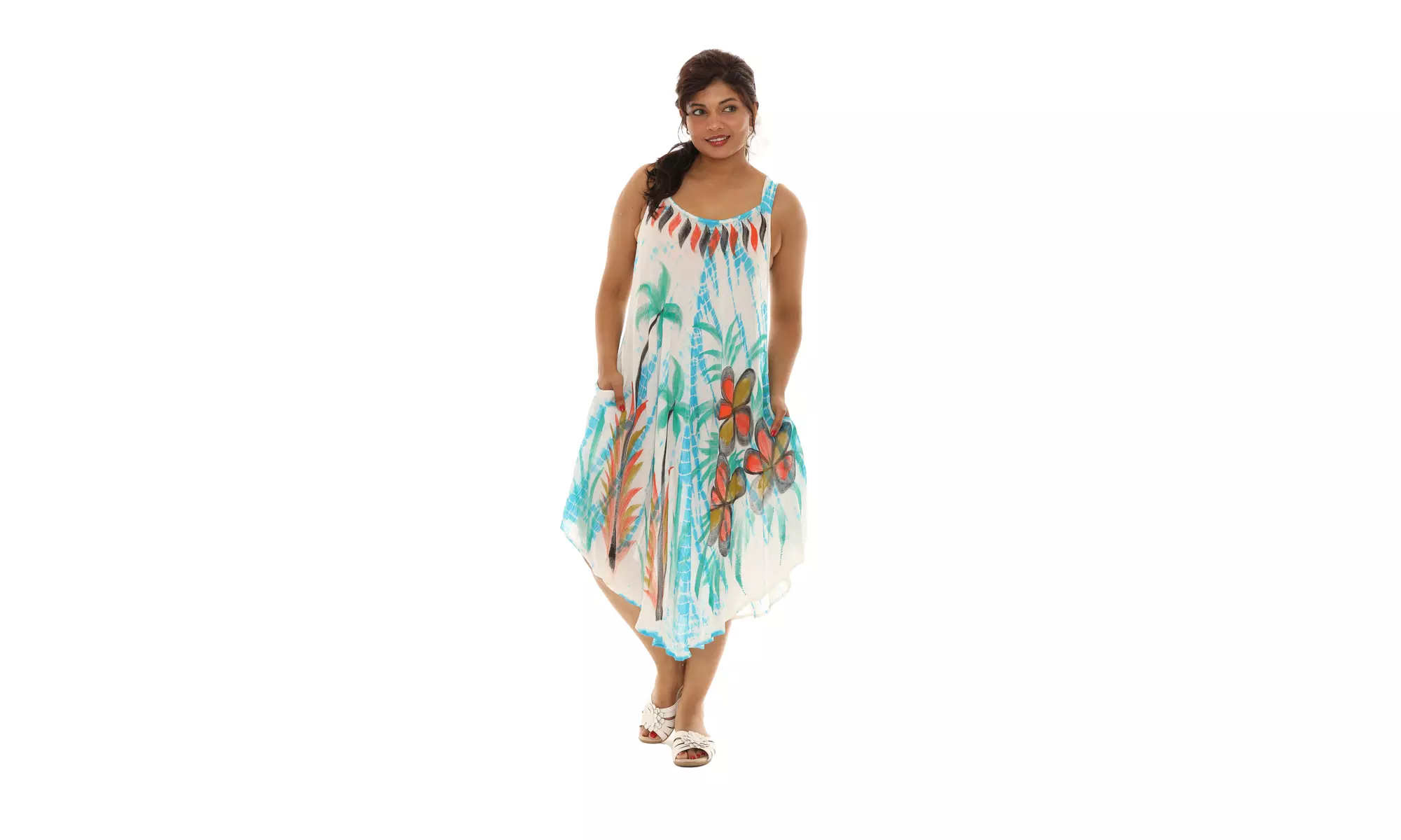 Brush Paint Skinny Strap Sleeveless Dress