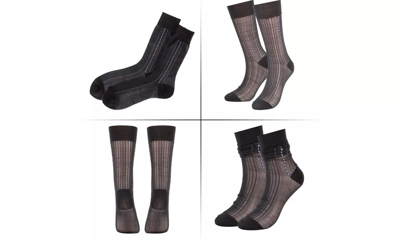 Mens Nylon Ultra Thin Dress Socks Silk Sheer Business Work Trouser Sock Mid Calf