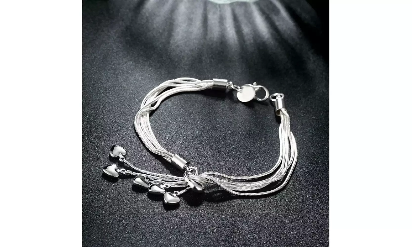 Silver Plated Five Heart Bracelet