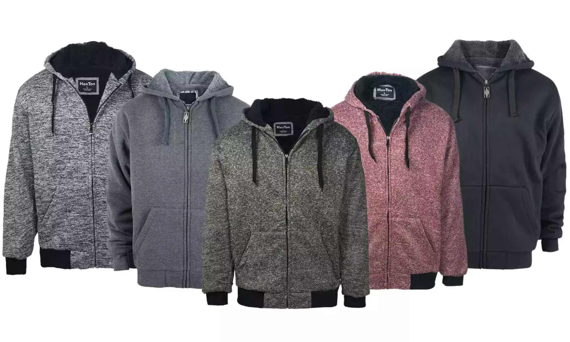 LeeHanTon Men's Marled & Solid Soft Sherpa Zip Up Hoodie (S-5XL) - Primary Image