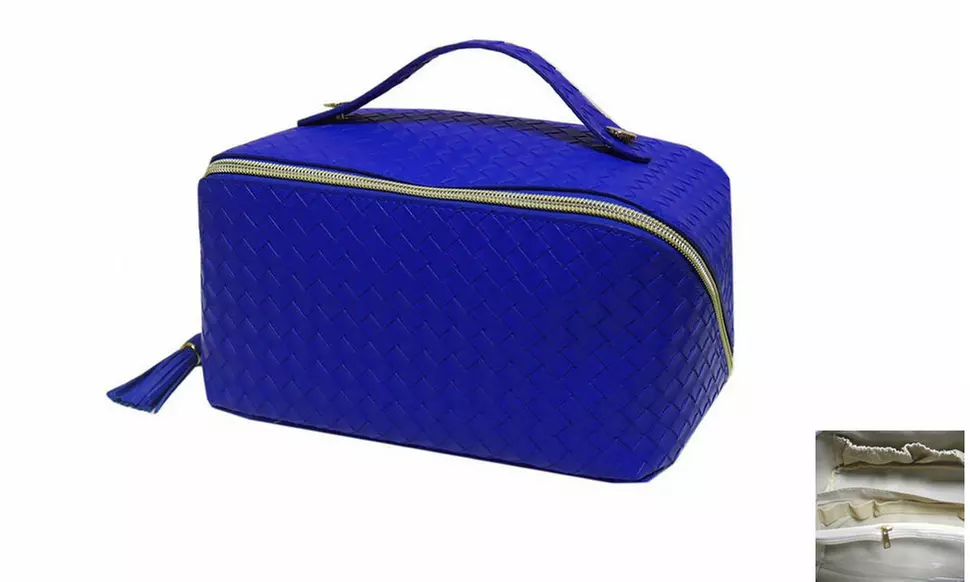 Large Capacity Lay Flat Makeup Bag Travel Cosmetic Bag Multifunctional Storage