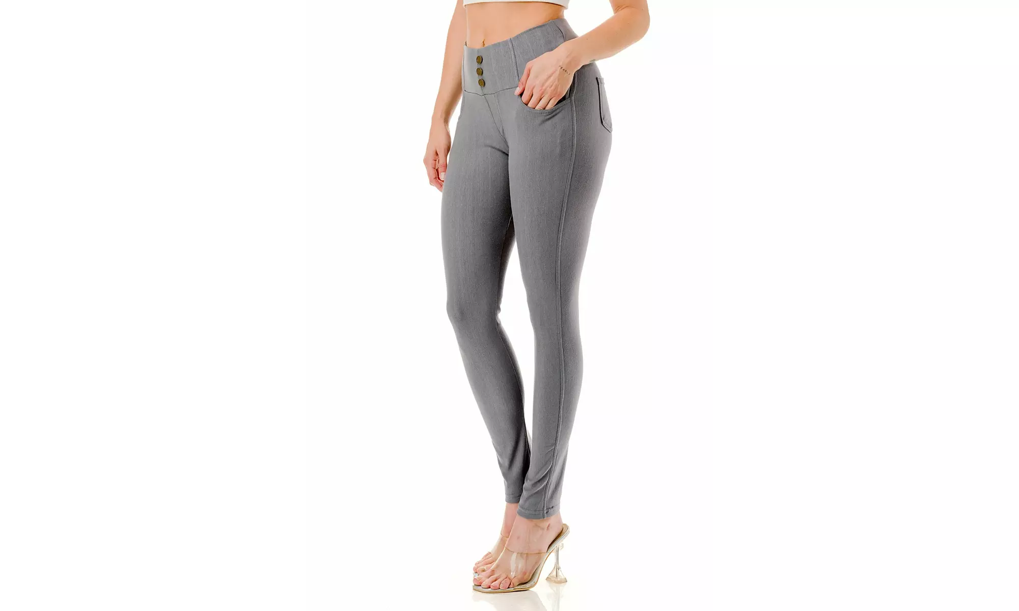Women's High-Waist Fleece-Lined Skinny Pants Stretch Knit Denim Jeggings S-3XL