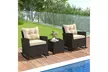 Costway 3 PCS Patio Wicker Rocking Set with Tempered Glass Table & Soft Cushions - Second Medium