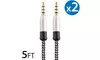 (2-Pack) 3.5mm Male to Male Stereo Audio AUX Cable Cord For PC iPod CAR iPhone