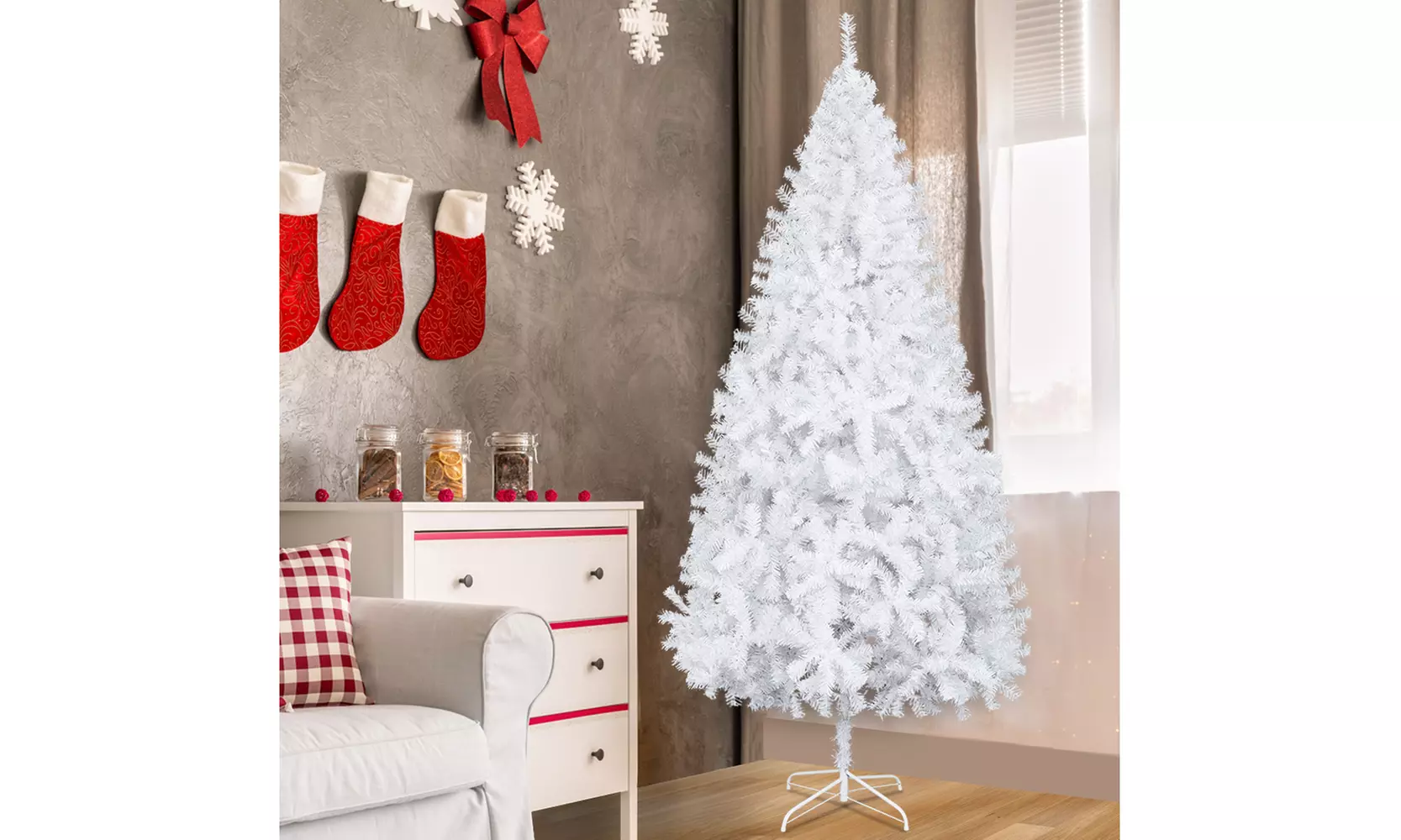 Christmas Tree 7FT Iron Leg White Christmas Tree with 950 Branches