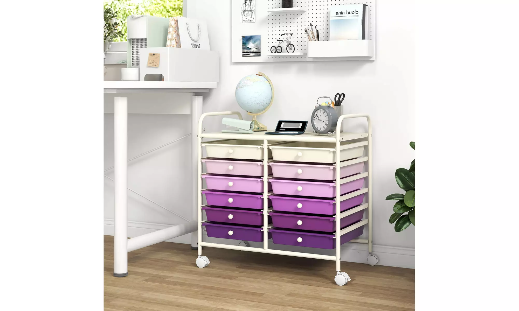 Costway 12 Drawers Rolling Cart Storage Scrapbook Paper Studio Organizer Bins