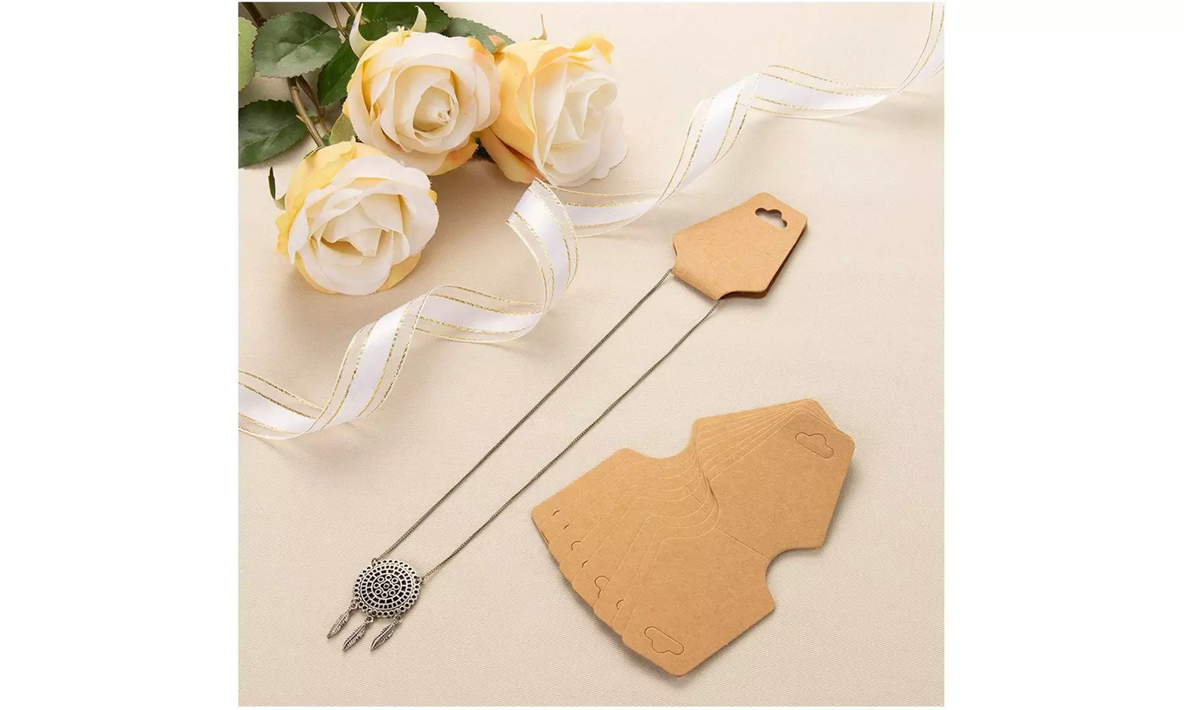 200-Pack Kraft Necklace Card Holder for Necklaces, Bracelets, Jewelry, 4.87"x2" - Second Medium