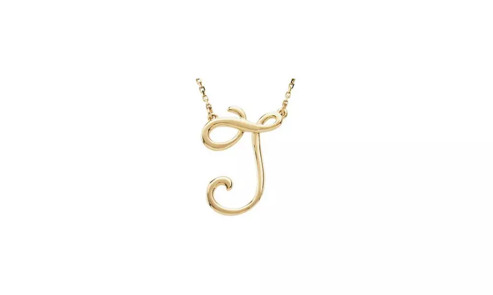 14K YELLOW J SCRIPT INITIAL 16 NECKLACE - Primary Image