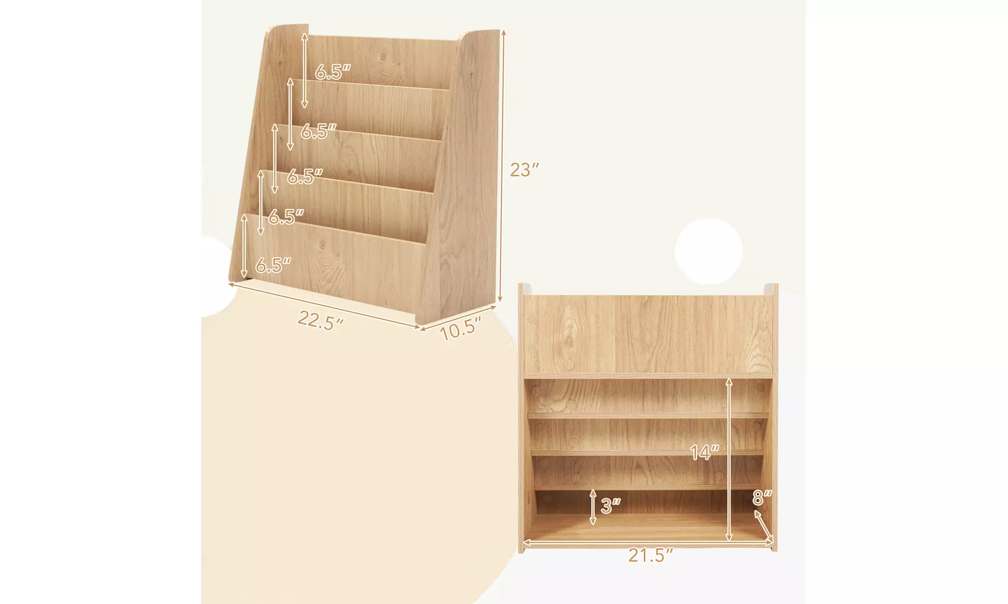 Costway 4-tier Kids Wooden Bookshelf Toddlers Book Rack with Deep Shelves