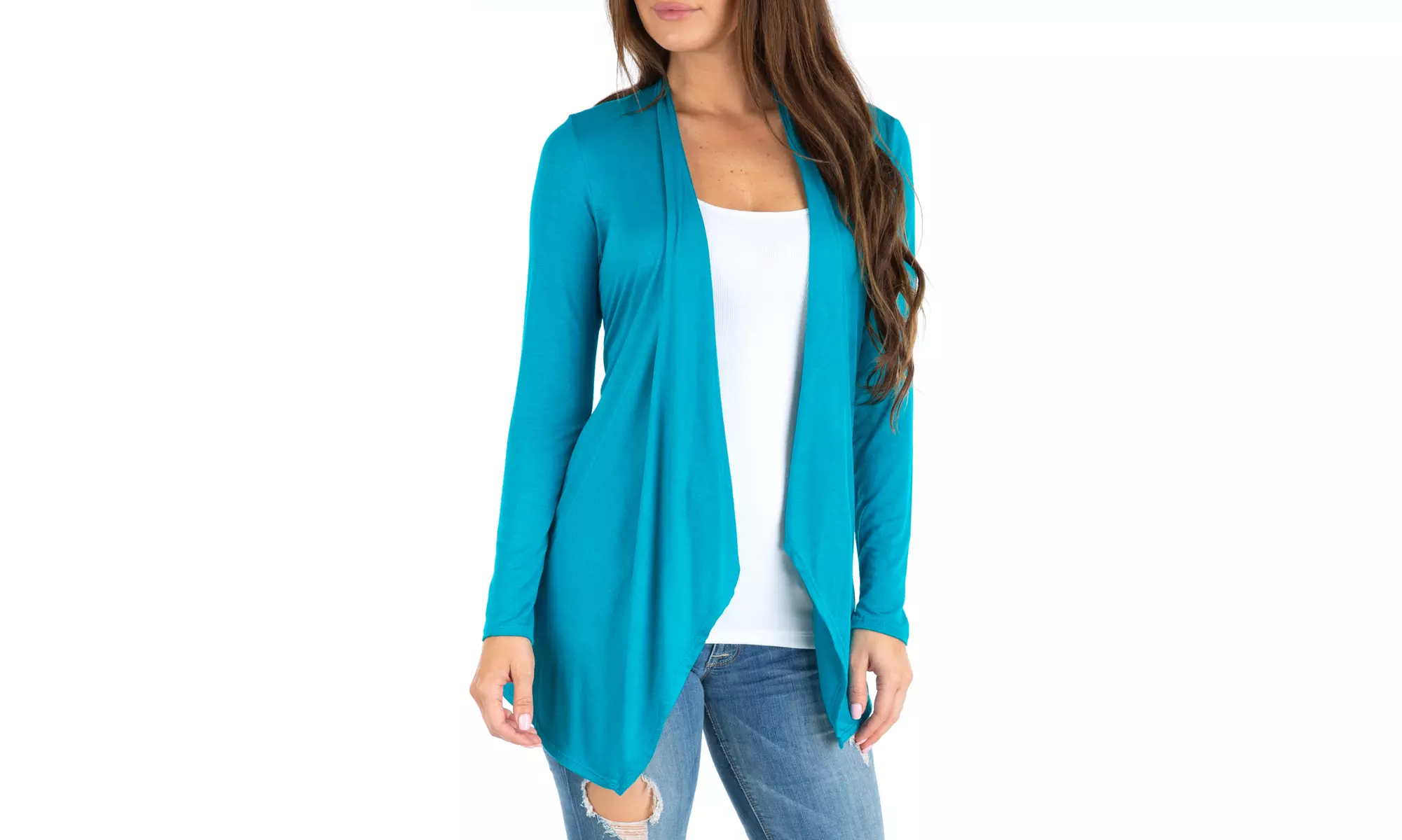 Women's Lightweight Spring Draped Cardigan S-3X - Primary Image