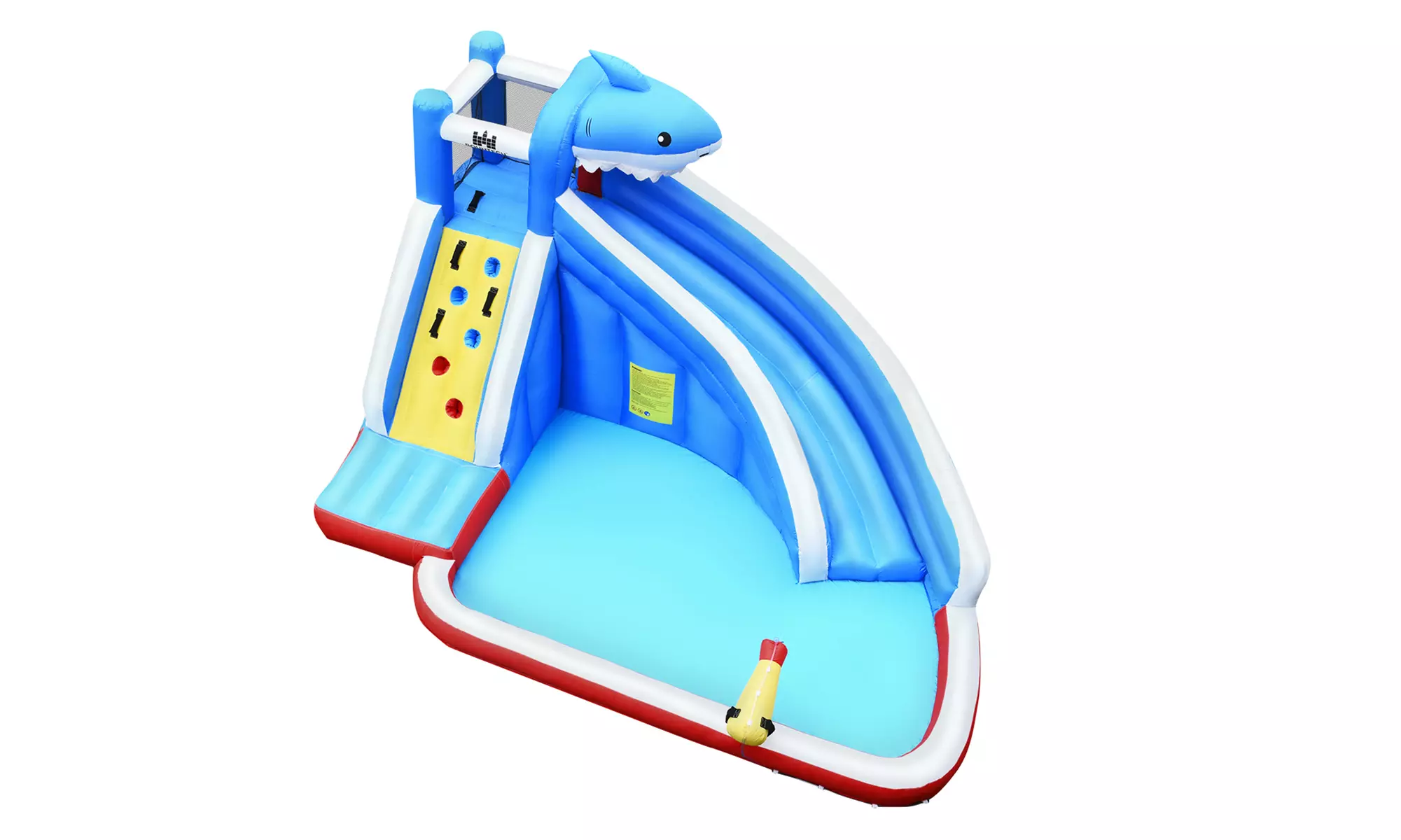 Costway Inflatable Water Park Bounce Slide Shark w/ Climbing Wall Splash Pool - Primary Image