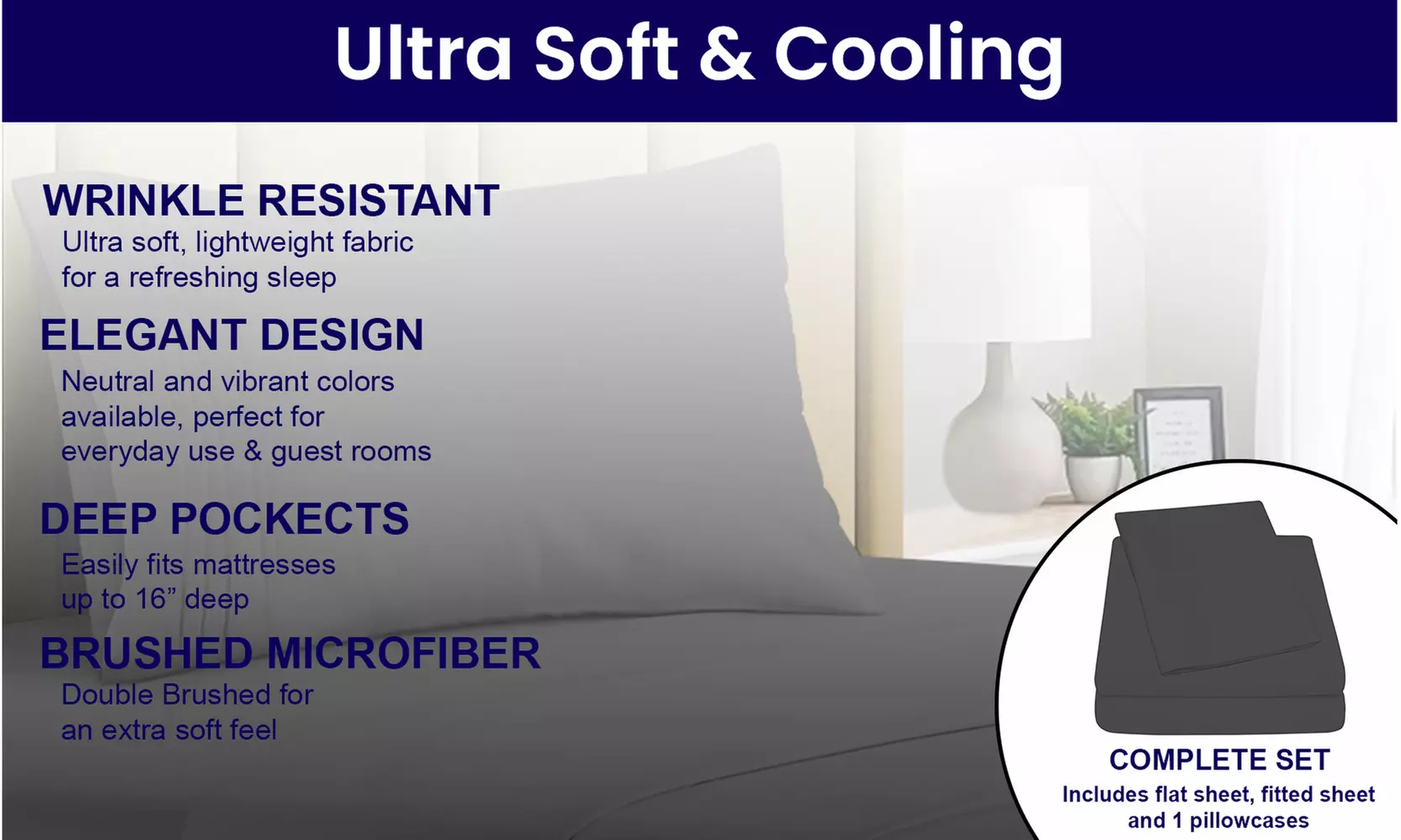 1800 TC Twin Sheet Set - 3PC Double Brushed Bamboo Blend