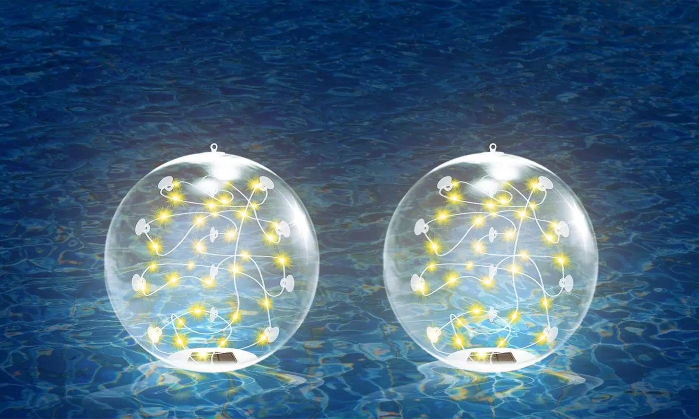 Two-Pack iMounTEK 14in LED Solar Floating Pool Ball Lights with Remote Control 