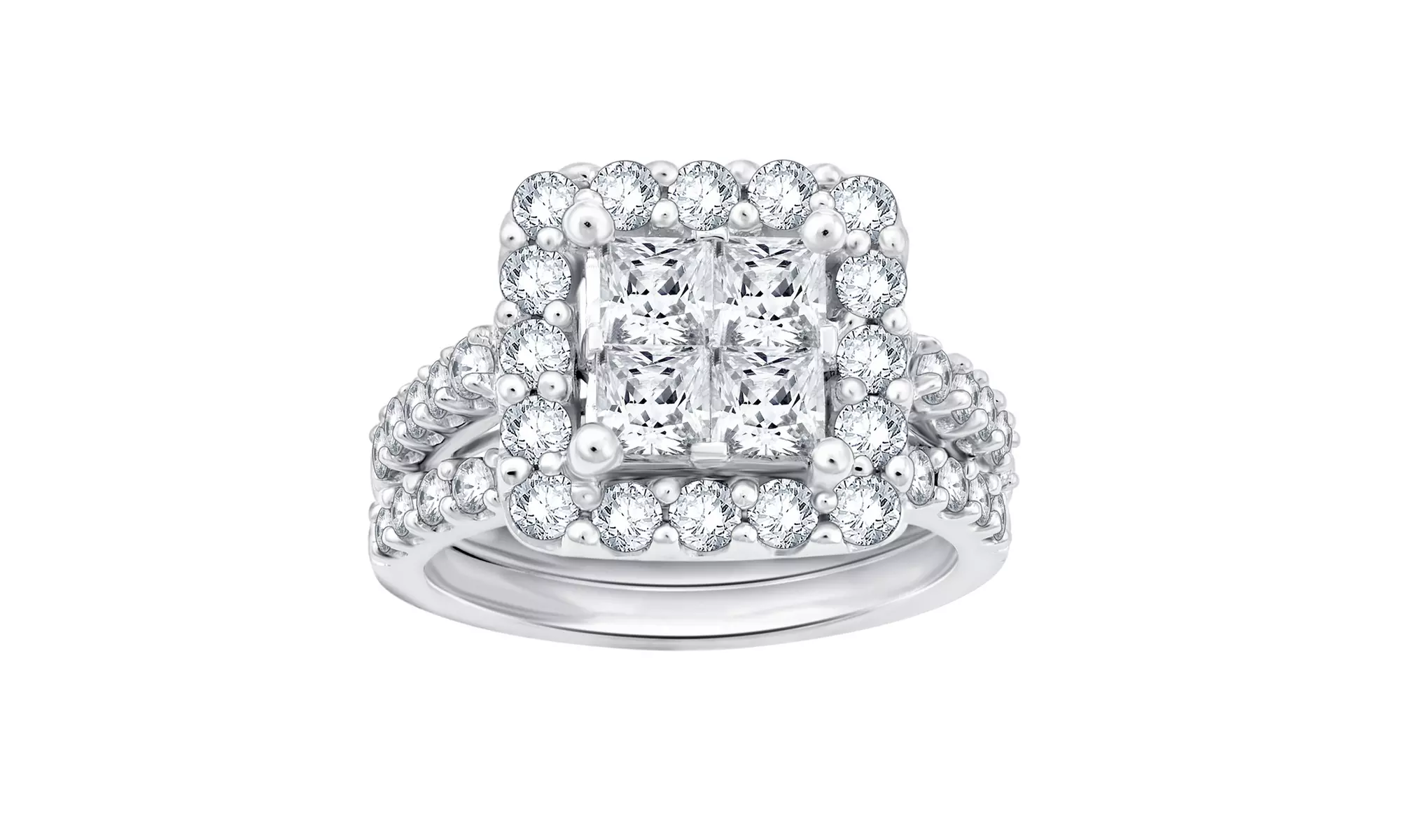 3 Cttw Princess & Round Cut Diamond Bridal Set in 10K Gold By Brilliant Diamond - Second Medium